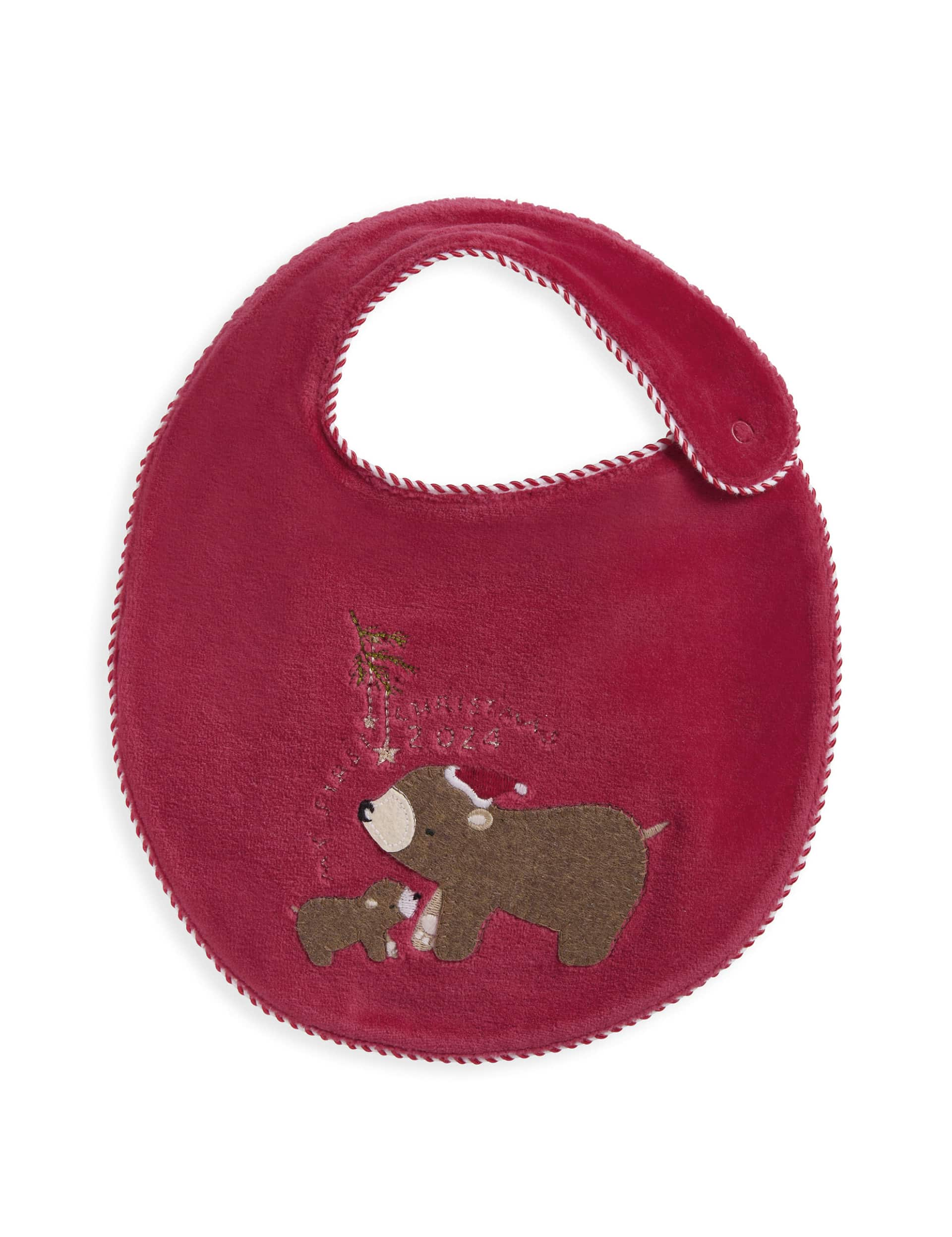 Mamas & Papas Velour My First Christmas Dribble Bib - Red, Red