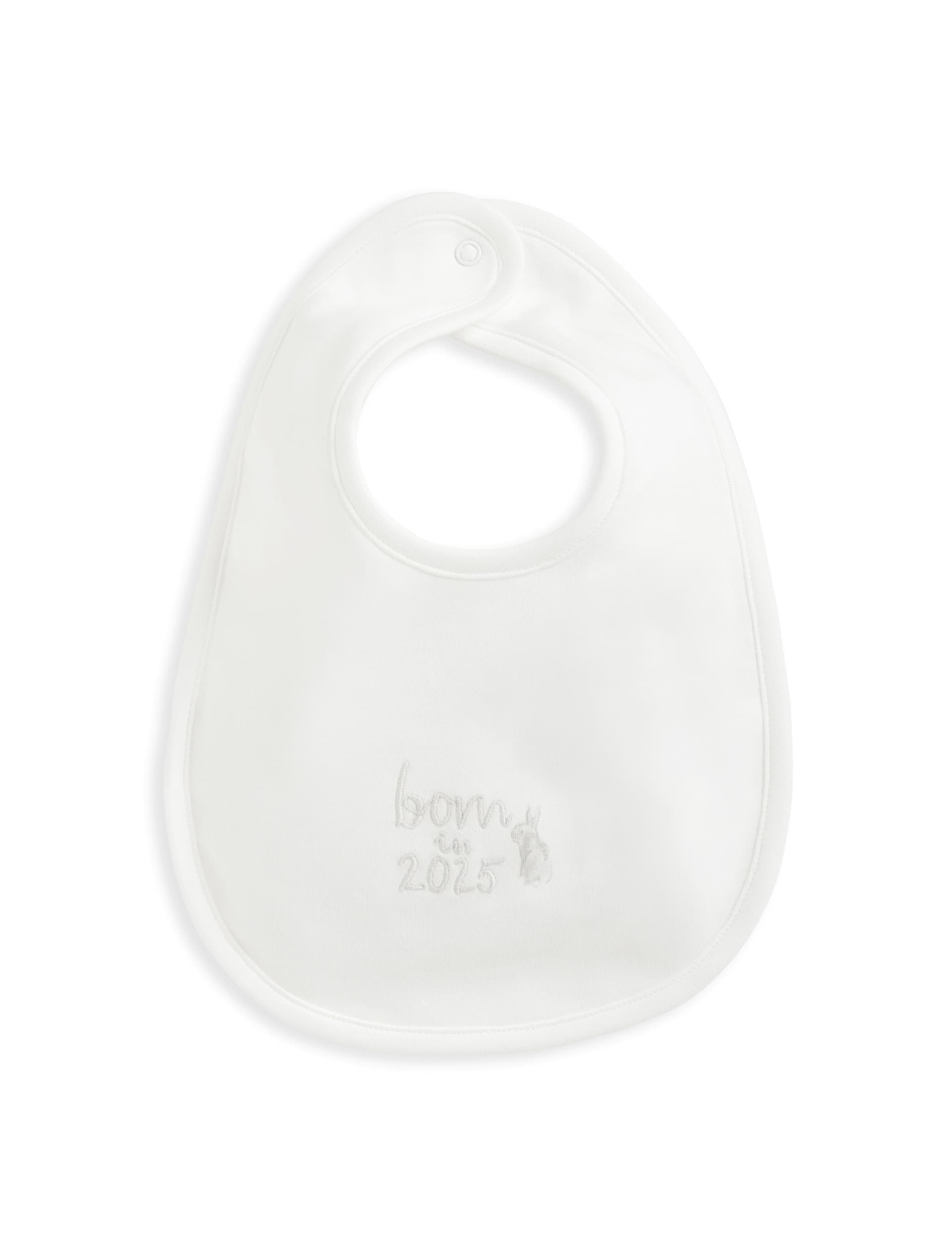 Mamas & Papas Pure Cotton Born in 2025 Dribble Bib - White, White