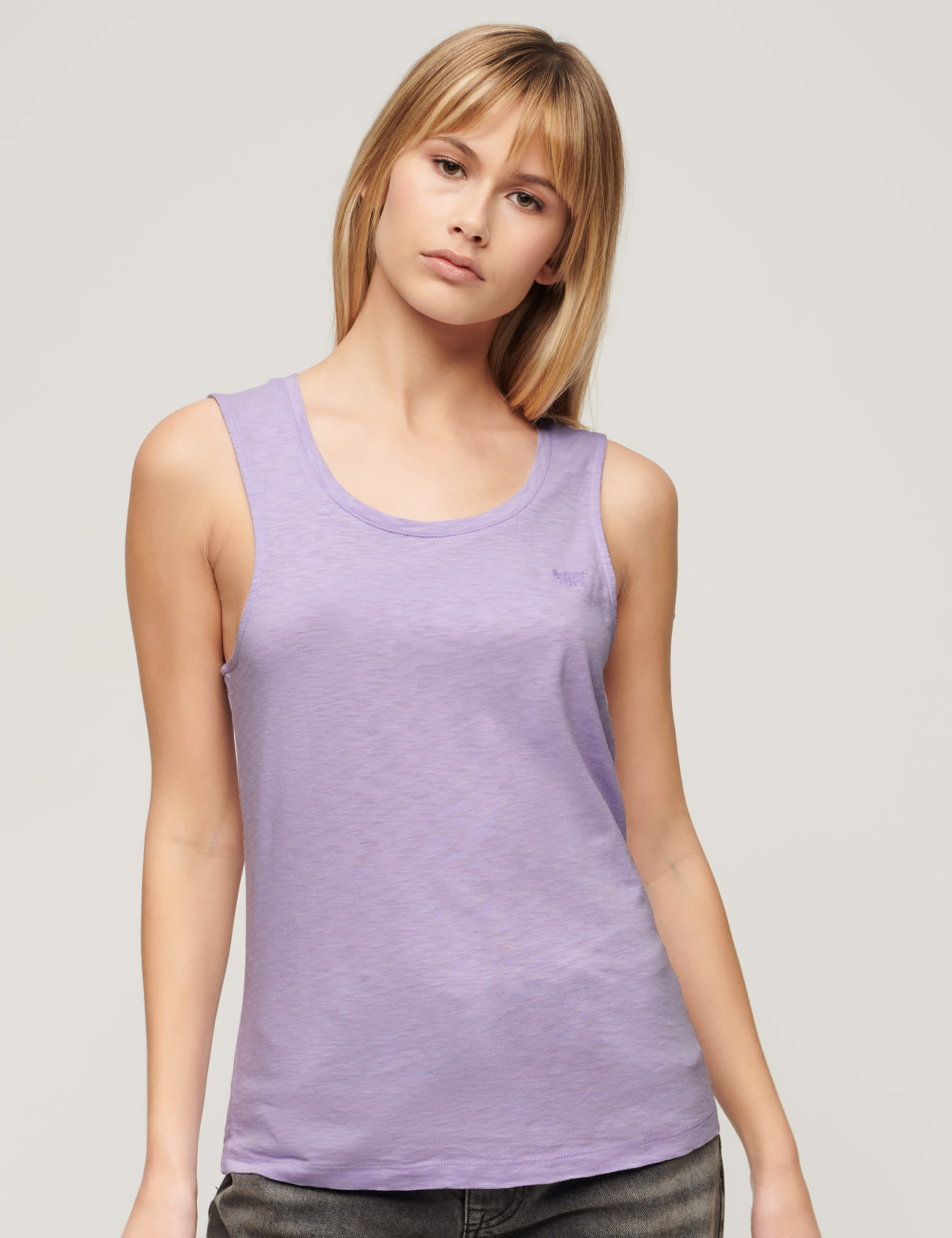 Superdry Women's Cotton Rich Scoop Neck Tank Top - 8 - Purple, Purple,Yellow,Pink