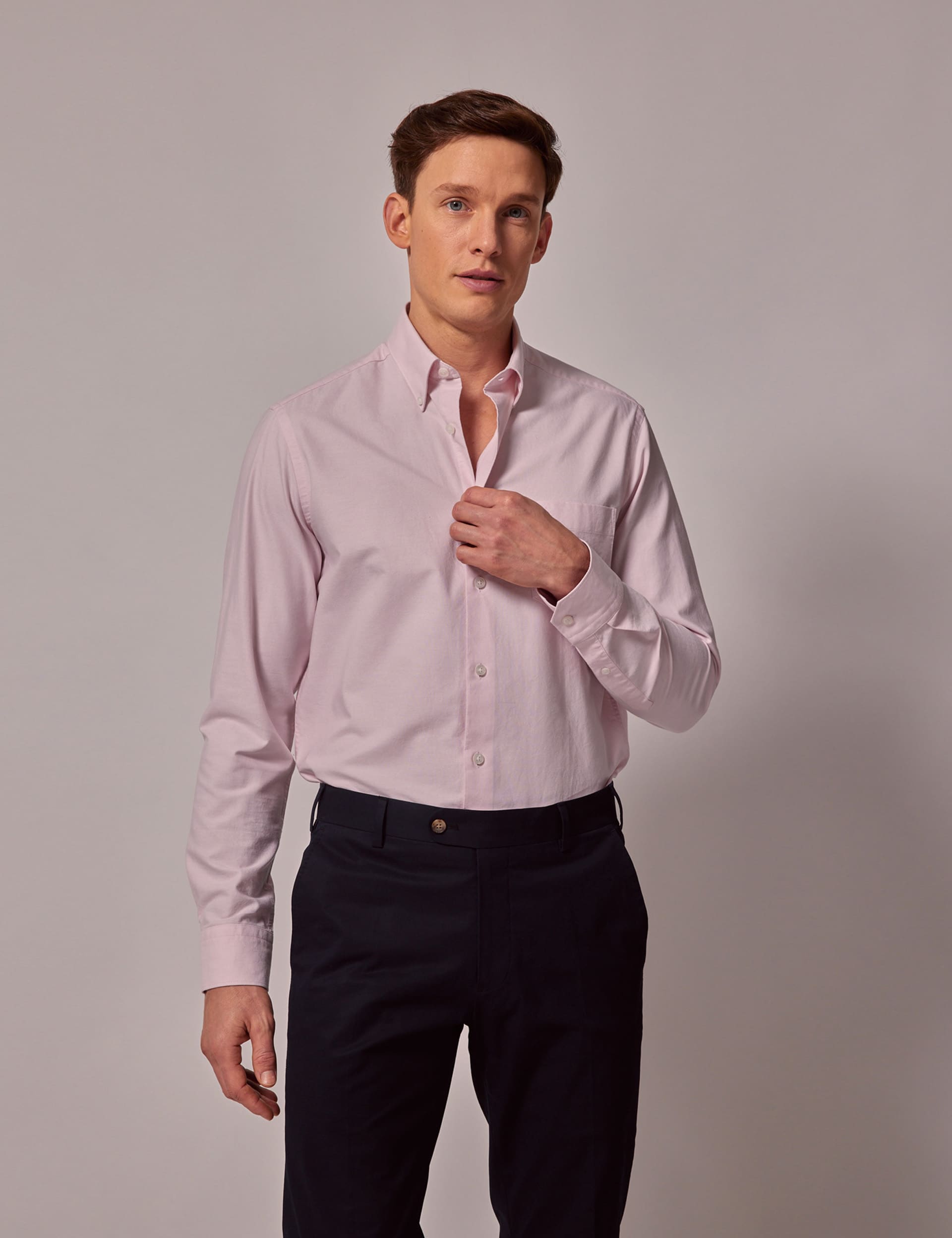 Hawes & Curtis Men's Pure Cotton Oxford Shirt - M - Pink, White,Light Blue,Green,Pink,Mid Blue,Navy