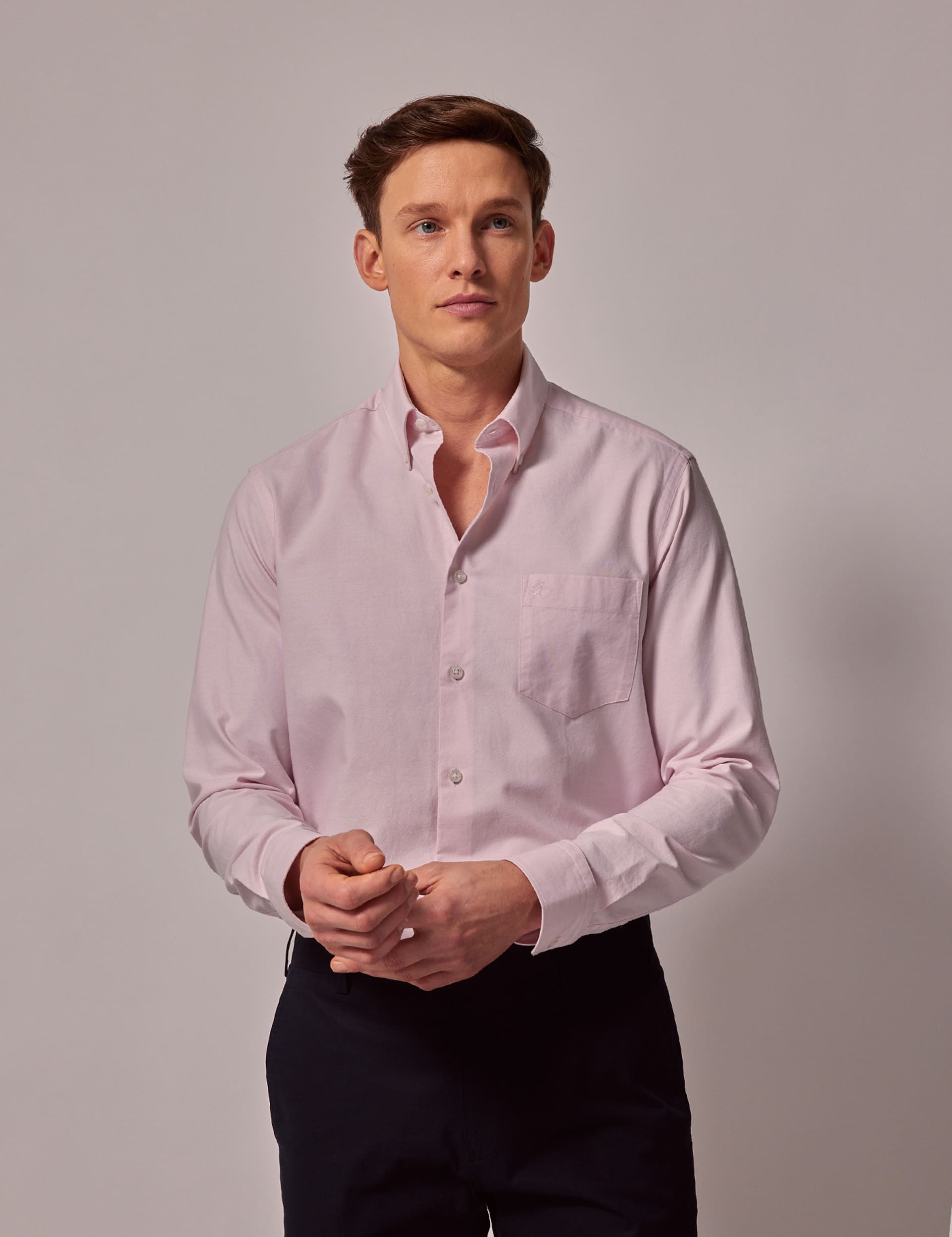 Hawes & Curtis Men's Pure Cotton Oxford Shirt - M - Pink, Pink,White,Navy,Mid Blue,Light Blue,Green