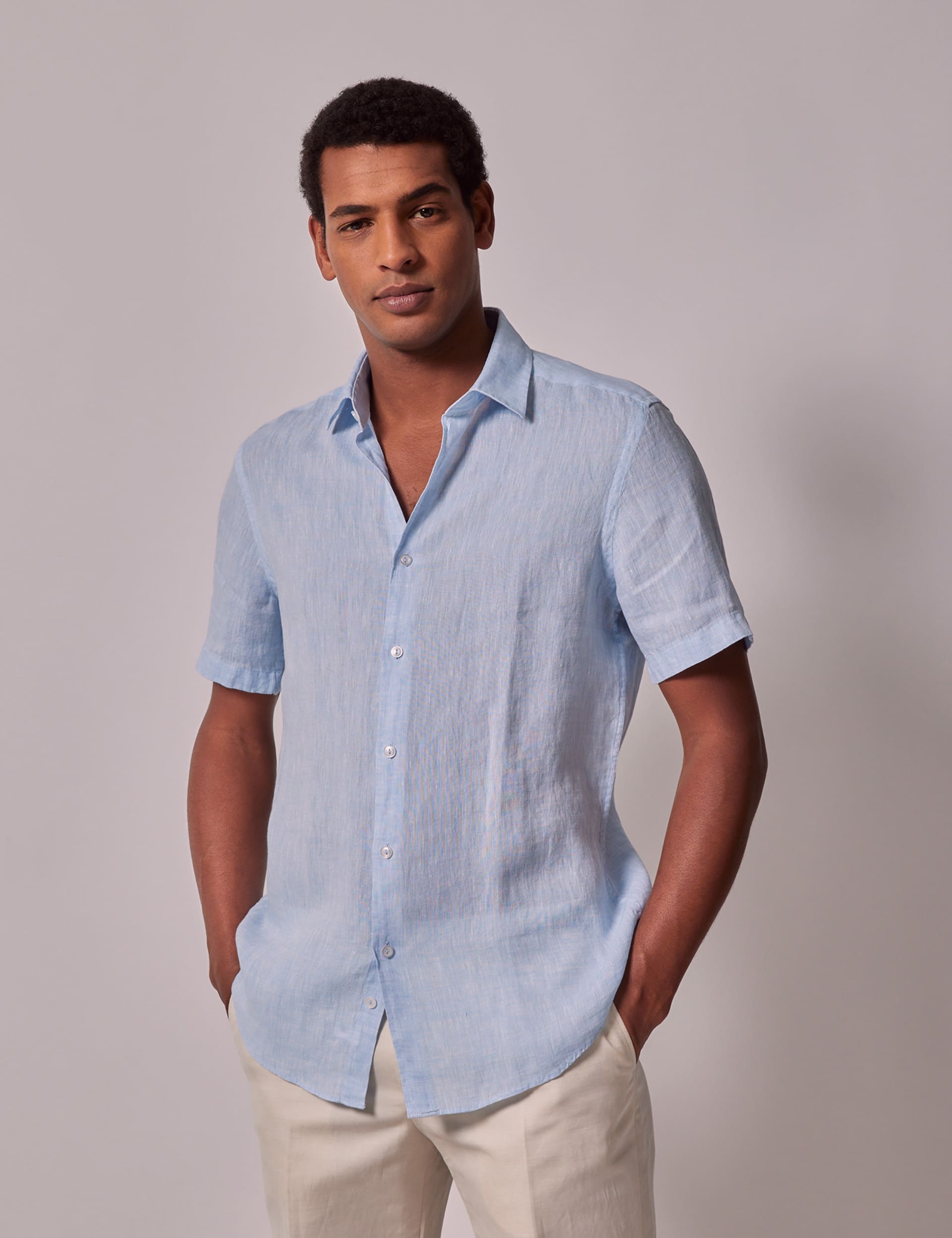 Hawes & Curtis Men's Slim Fit Pure Linen Shirt
