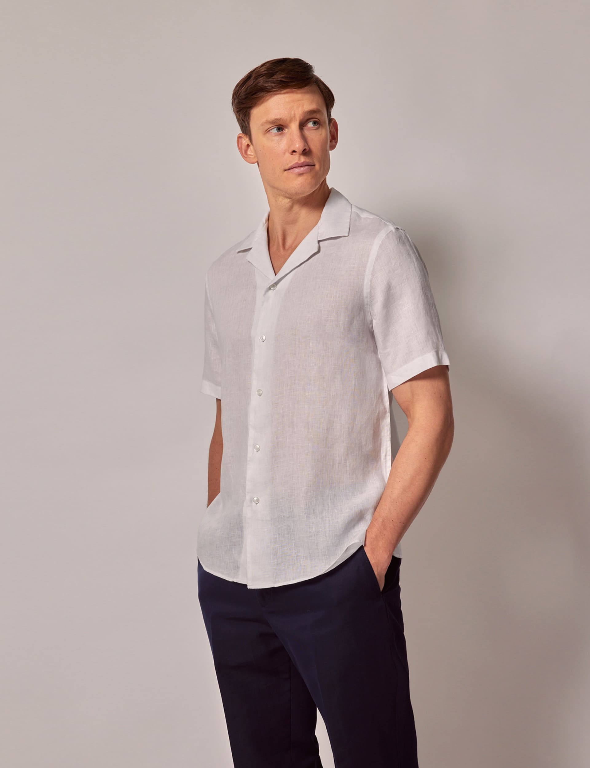 Hawes & Curtis Men's Pure Linen Shirt - M - White, White