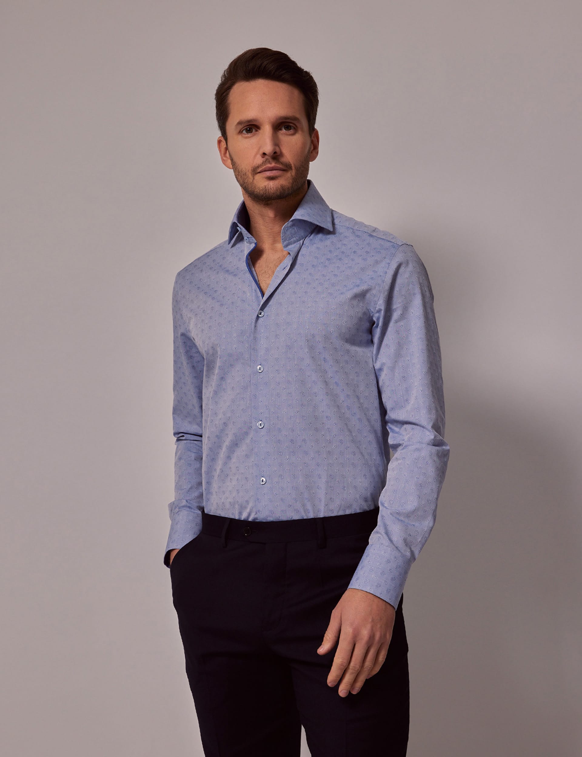 Hawes & Curtis Men's Pure Cotton Jacquard Shirt