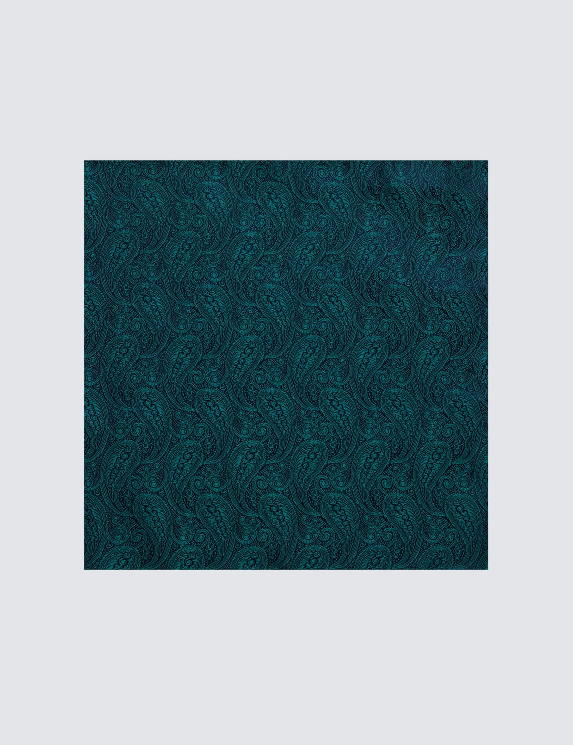 Hawes & Curtis Men's Paisley Pure Silk Pocket Square - Emerald, Navy,Light Green,Pink,Emerald