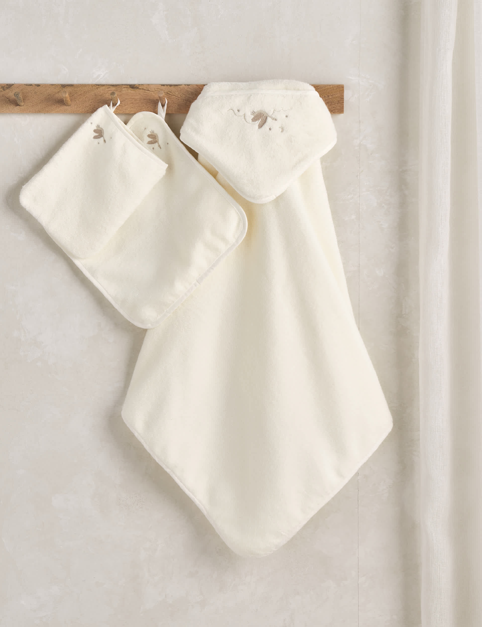 Mamas & Papas 3pc Pure Cotton Towelling Set - Cream, Cream