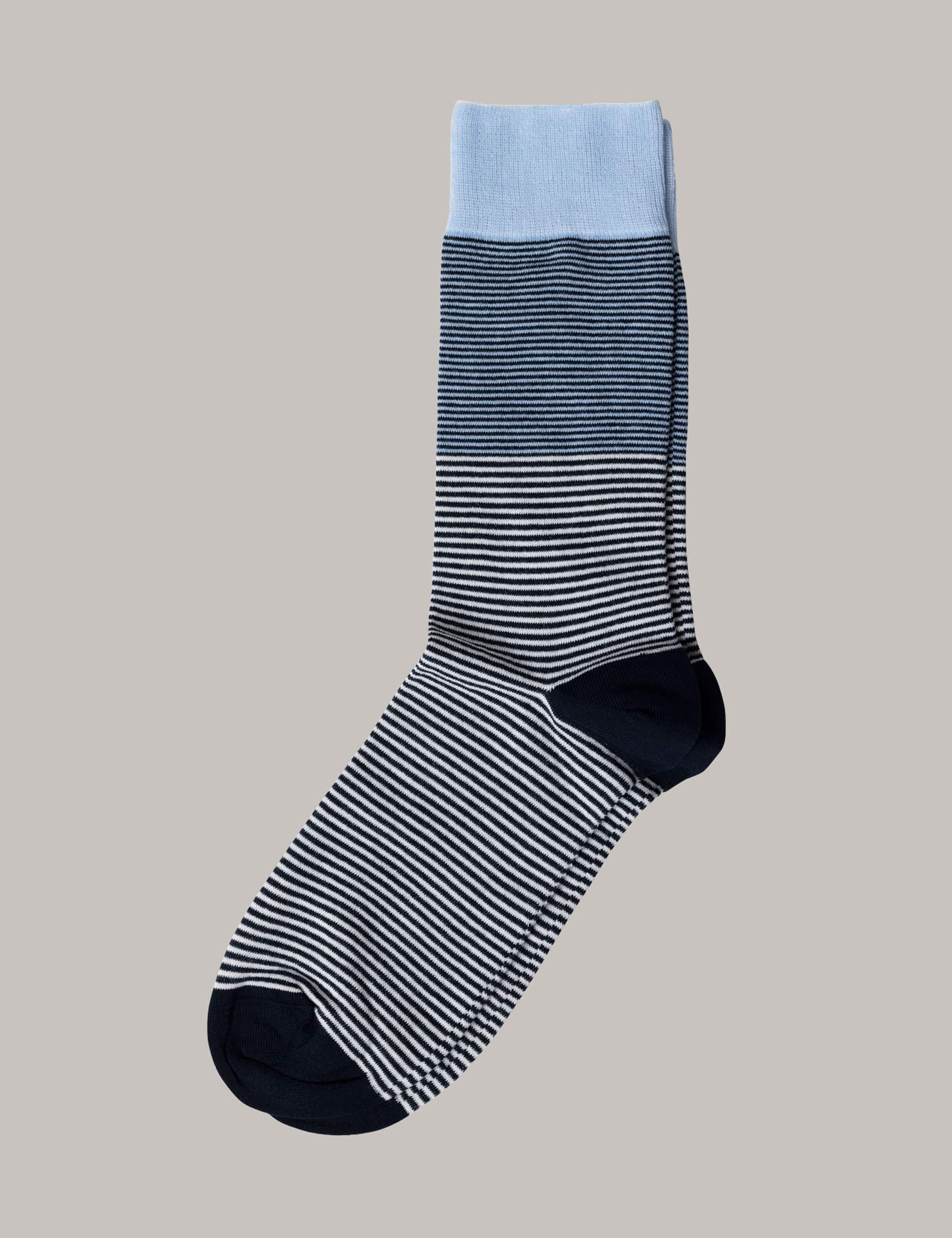 Hawes & Curtis Men's Striped Cotton Rich Socks - 6-8.5 - Blue Mix, Blue Mix