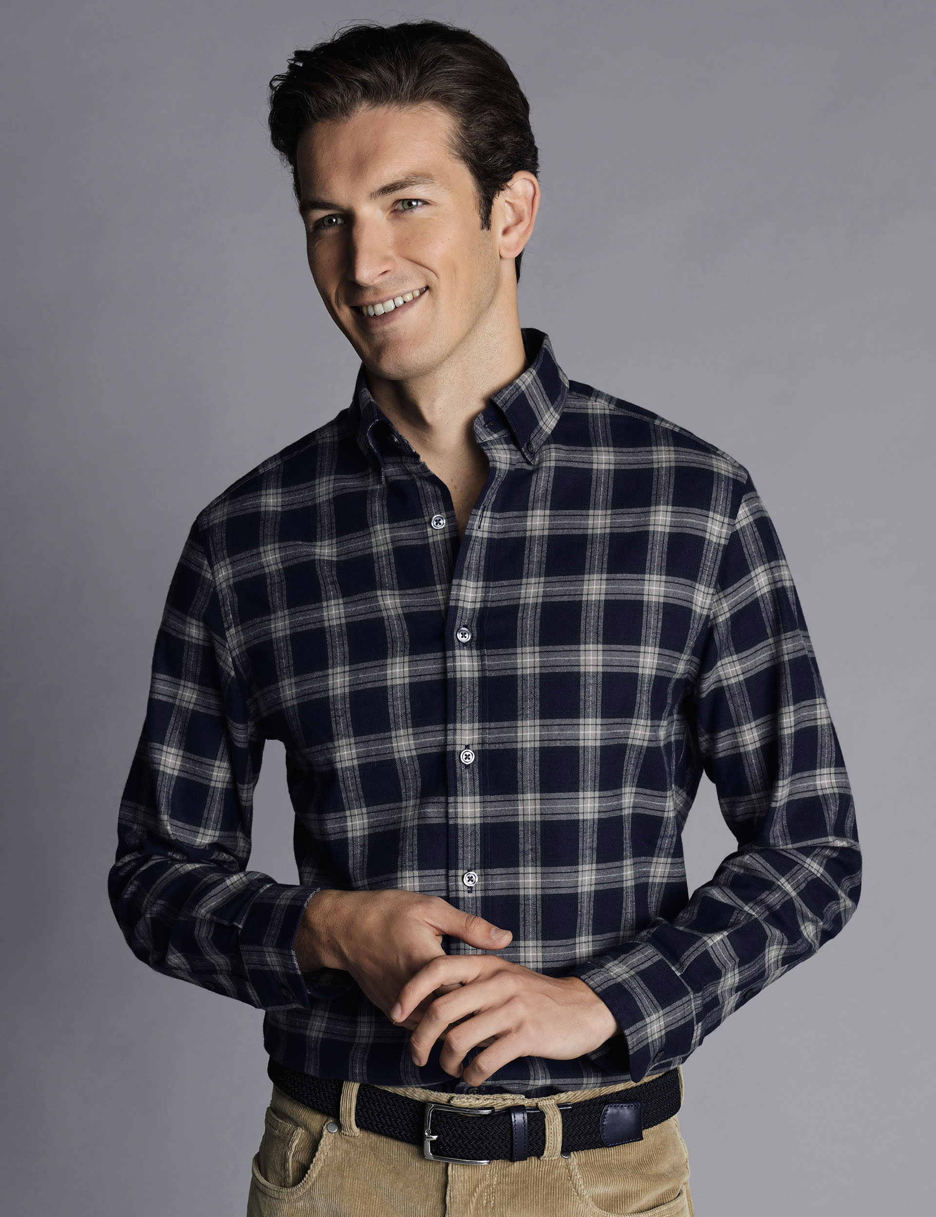 Charles Tyrwhitt Men's Slim Fit Brushed Cotton Check Flannel Shirt