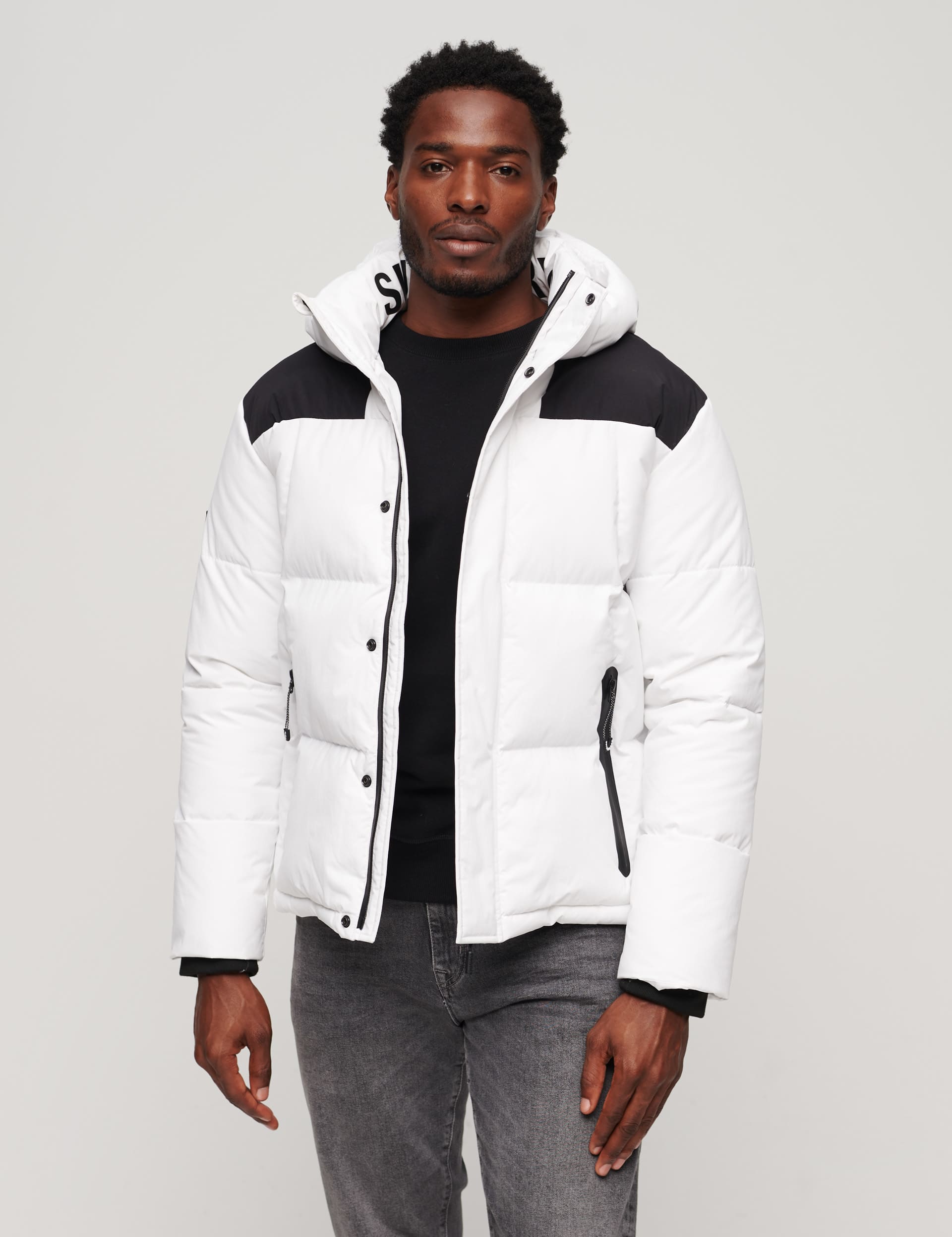 Superdry Men's Hooded Quilted Padded Puffer Jacket - White, White