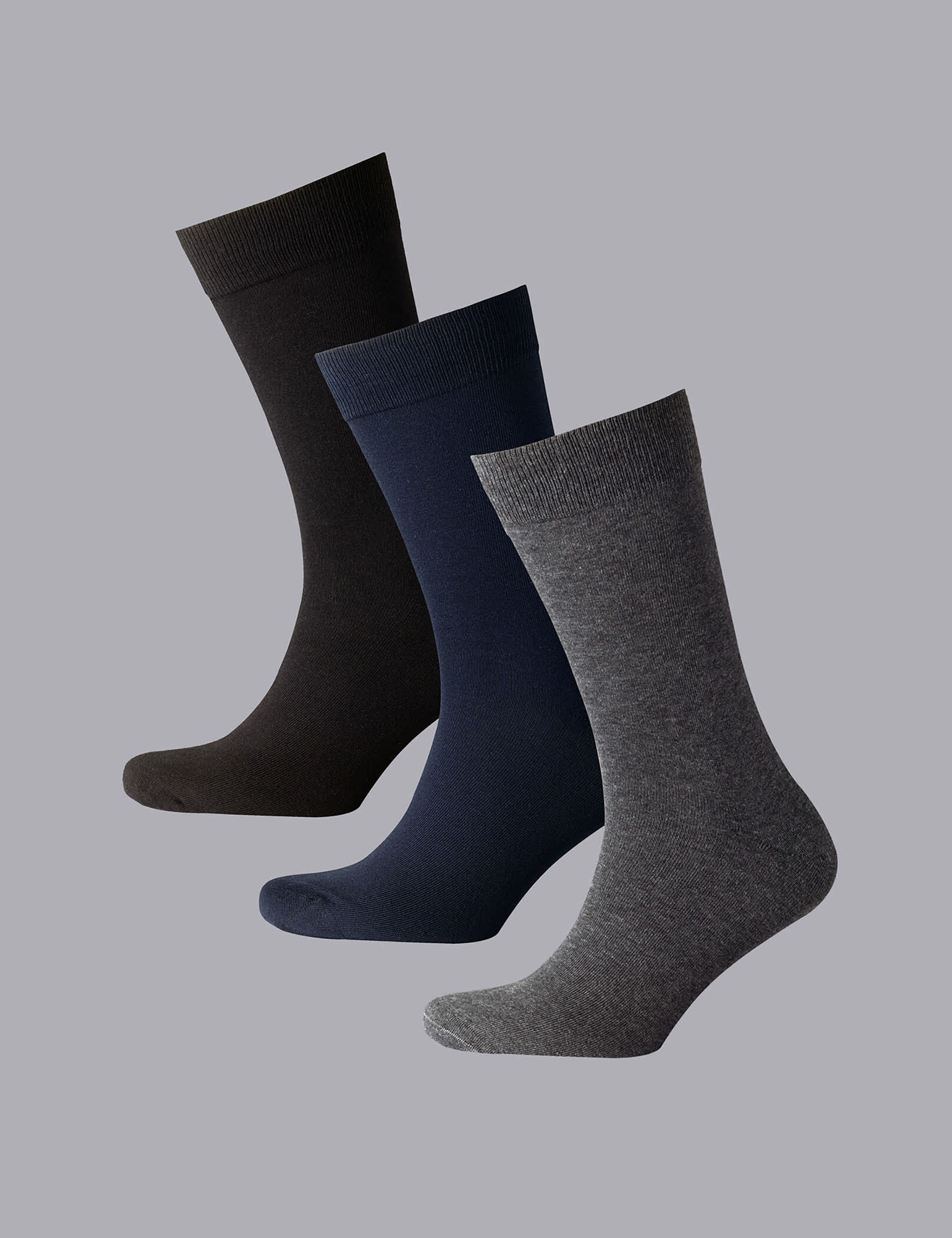 Charles Tyrwhitt Men's 3pk Cotton Rich Socks - M - Multi, Multi