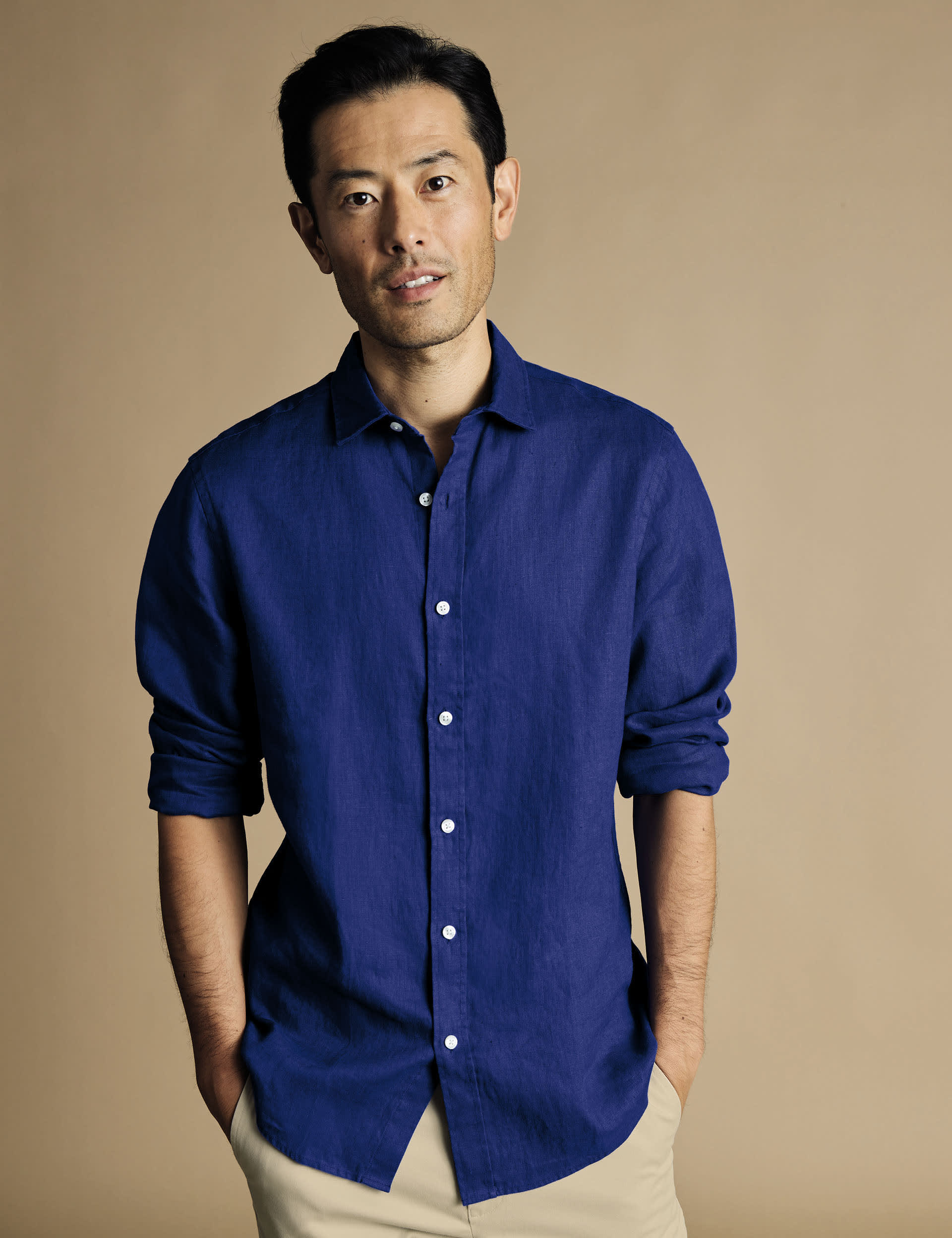 Charles Tyrwhitt Men's Slim Fit Pure Linen Shirt
