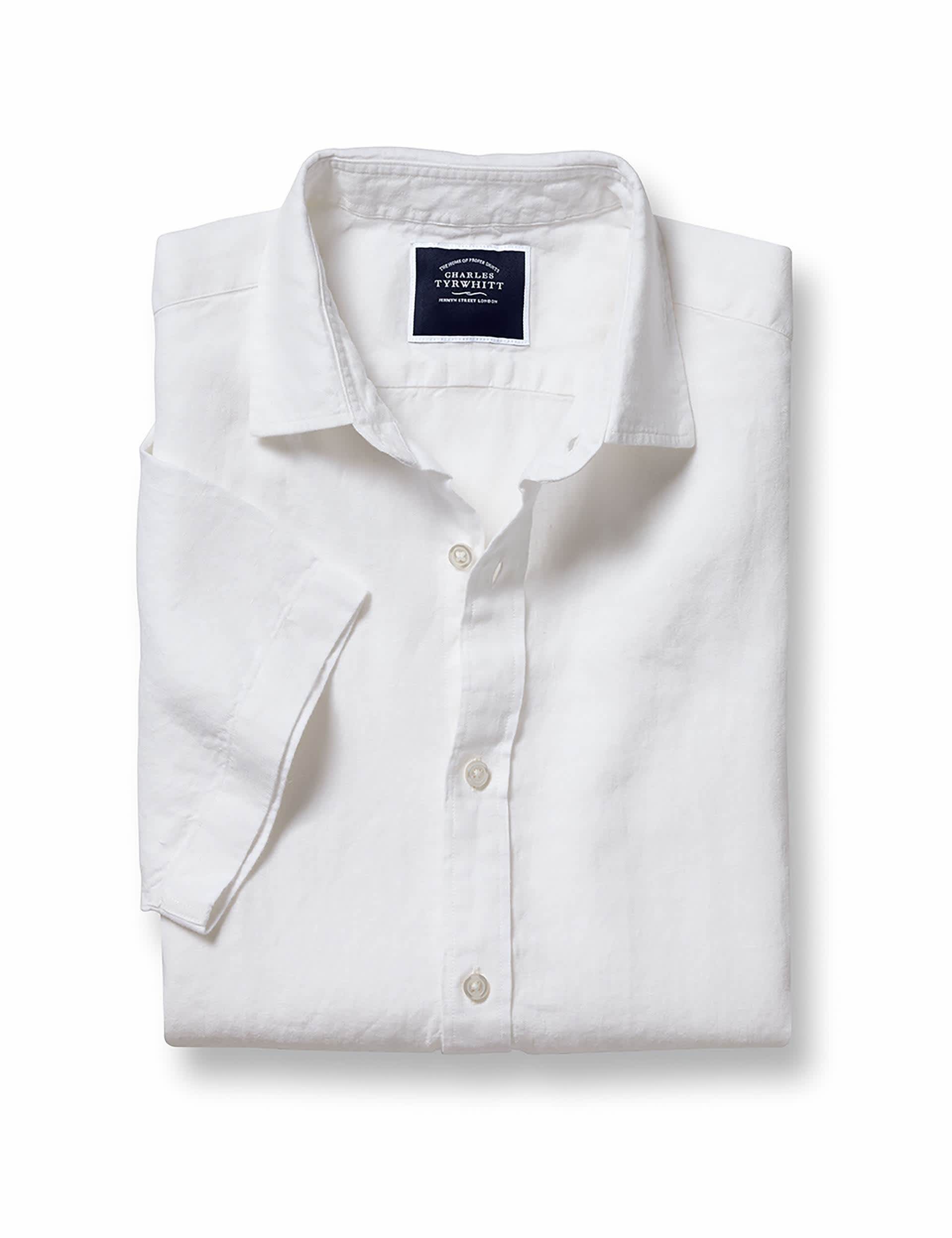 Charles Tyrwhitt Men's Slim Fit Pure Linen Shirt - White, Blue,White