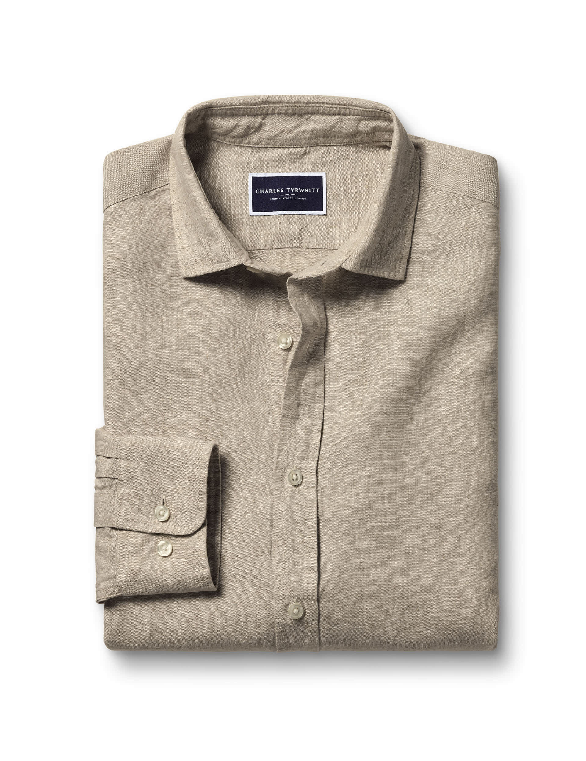 Charles Tyrwhitt Men's Slim Fit Pure Linen Shirt - Camel, Camel