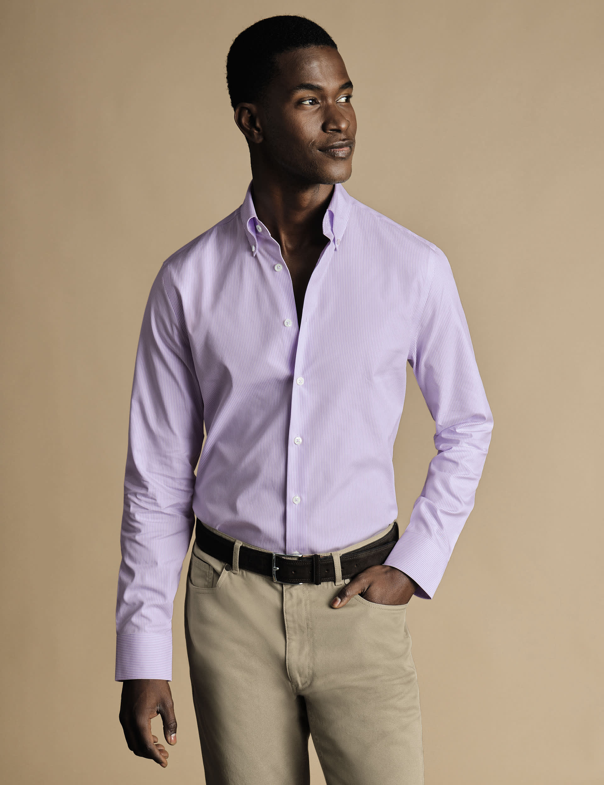 Charles Tyrwhitt Men's Slim Fit Non Iron Pure Cotton Check Shirt