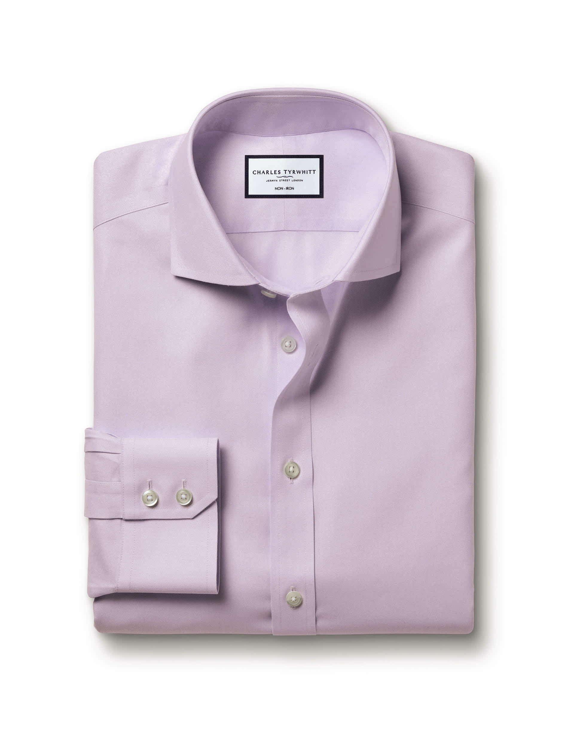 Charles Tyrwhitt Men's Slim Fit Non Iron Pure Cotton Twill Shirt - 15.534 - Purple, Purple