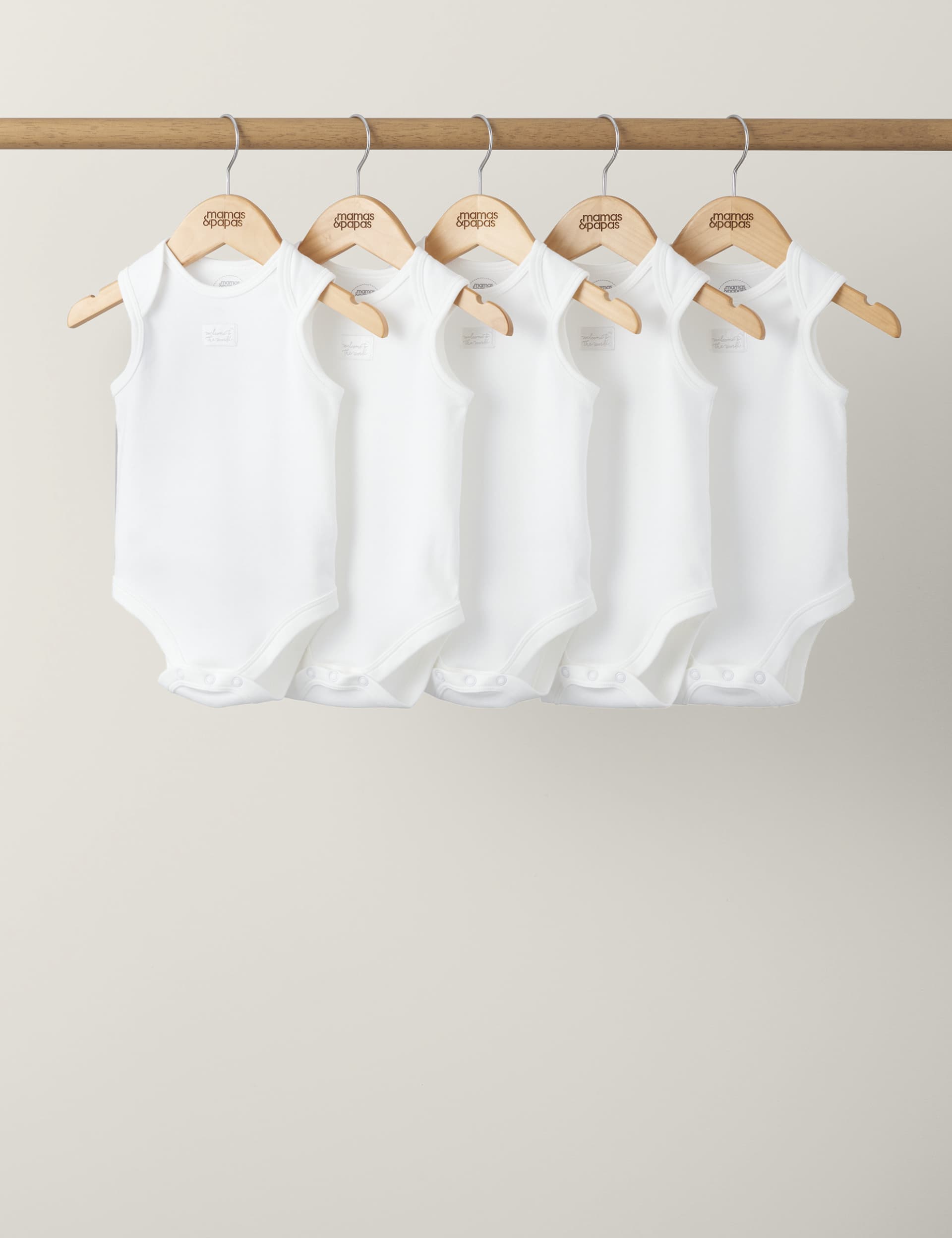 Mamas & Papas 5pk Pure Cotton Bodysuits (7lbs-2 Yrs) - UT1M - White, White