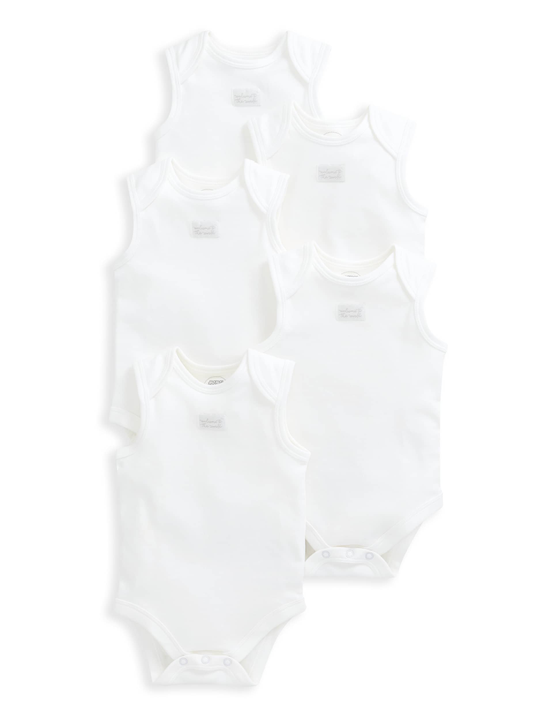 Mamas & Papas 5pk Pure Cotton Bodysuits (7lbs-2 Yrs) - UT1M - White, White