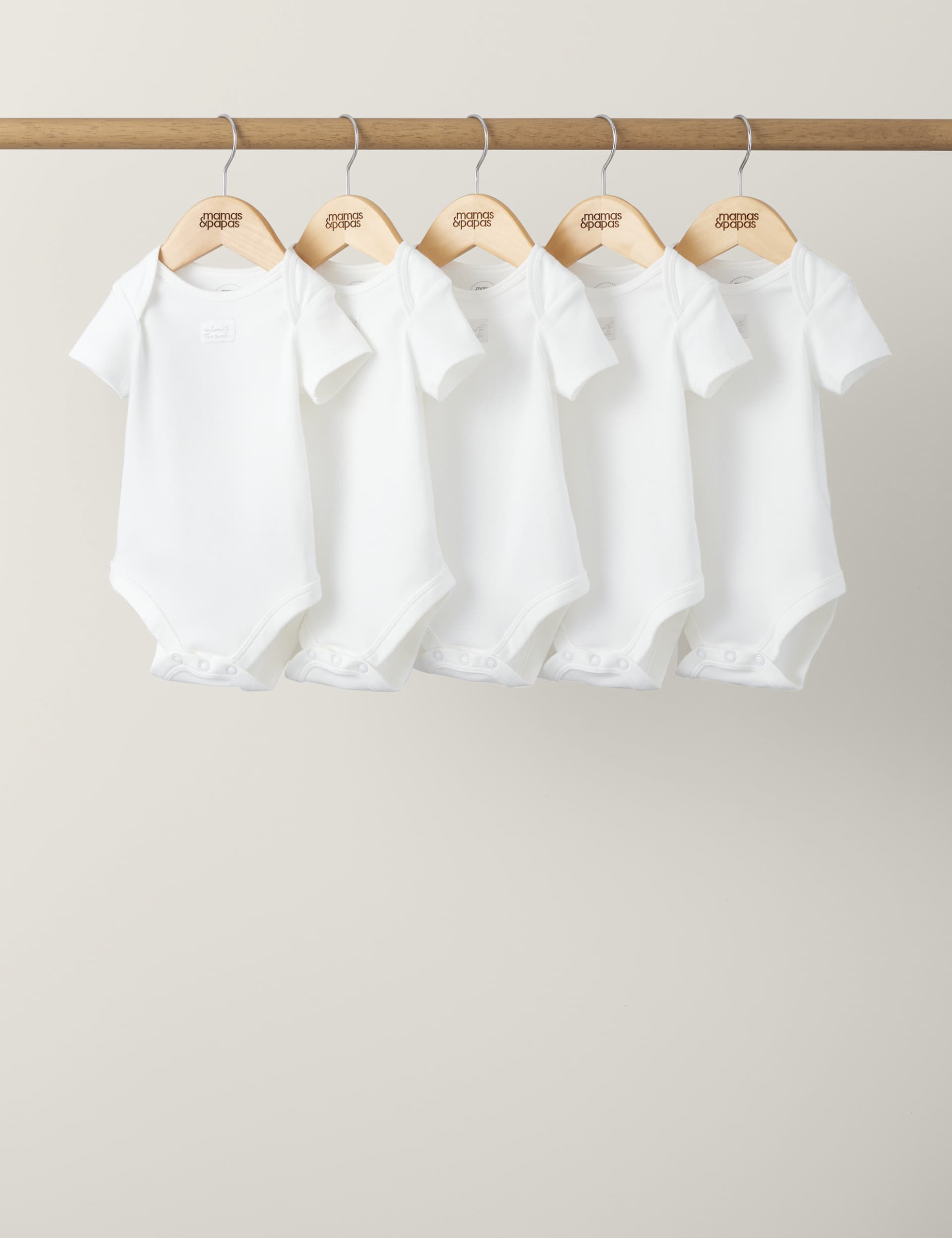 Mamas & Papas 5pk Pure Cotton Slogan Bodysuits (7lbs-2 Yrs) - NB - White, White