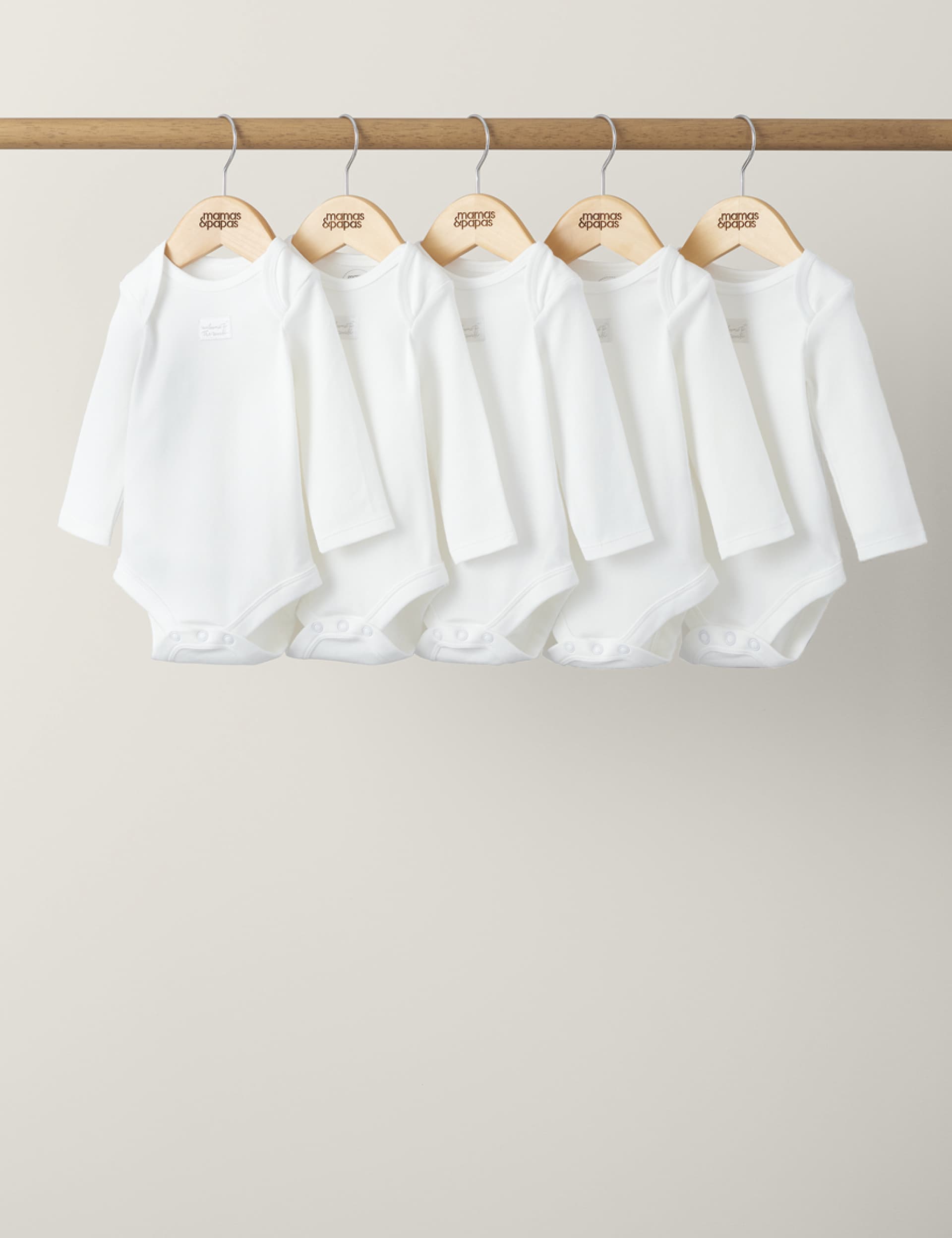 Mamas & Papas 5pk Pure Cotton Bodysuits (7lbs-2 Yrs) - 0-3 M - White, White