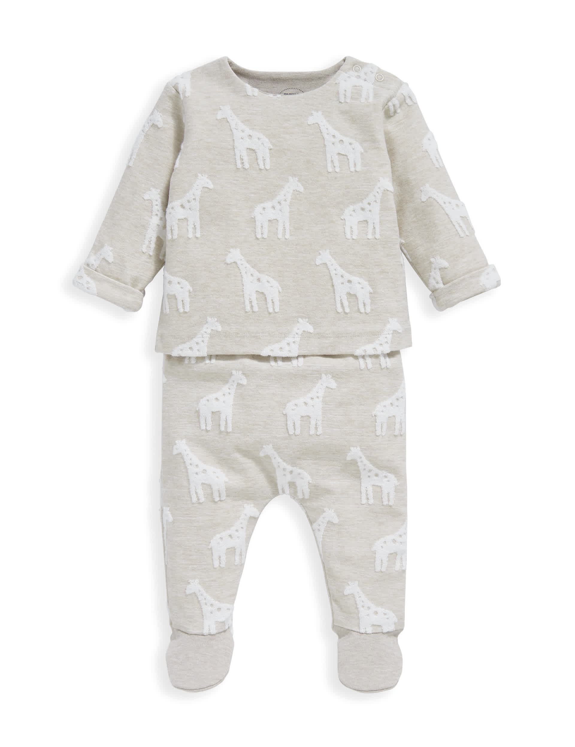 Mamas & Papas 2pc Pure Cotton Giraffe Outfit (7lbs-1 Yrs) - UT1M - Beige, Beige