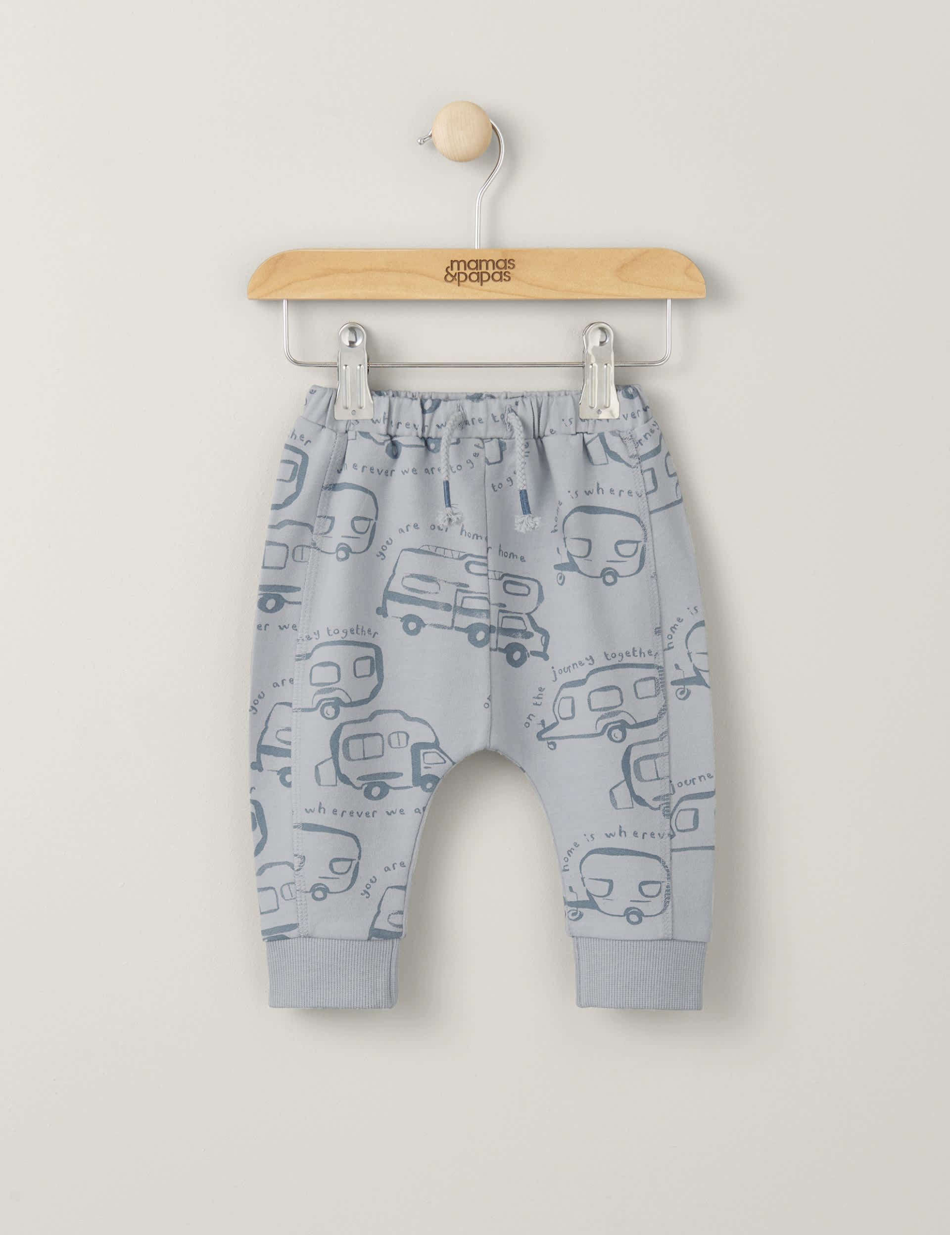 Mamas & Papas Boys Pure Cotton Caravan Print Joggers (0-3 Yrs) - 6-9 M - Blue, Blue