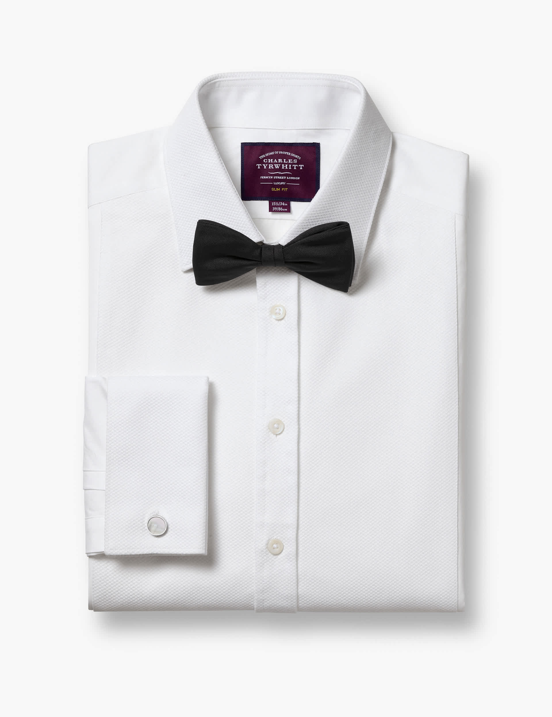 Charles Tyrwhitt Men's Slim Fit Dinner Shirt - 15/33 - White, White