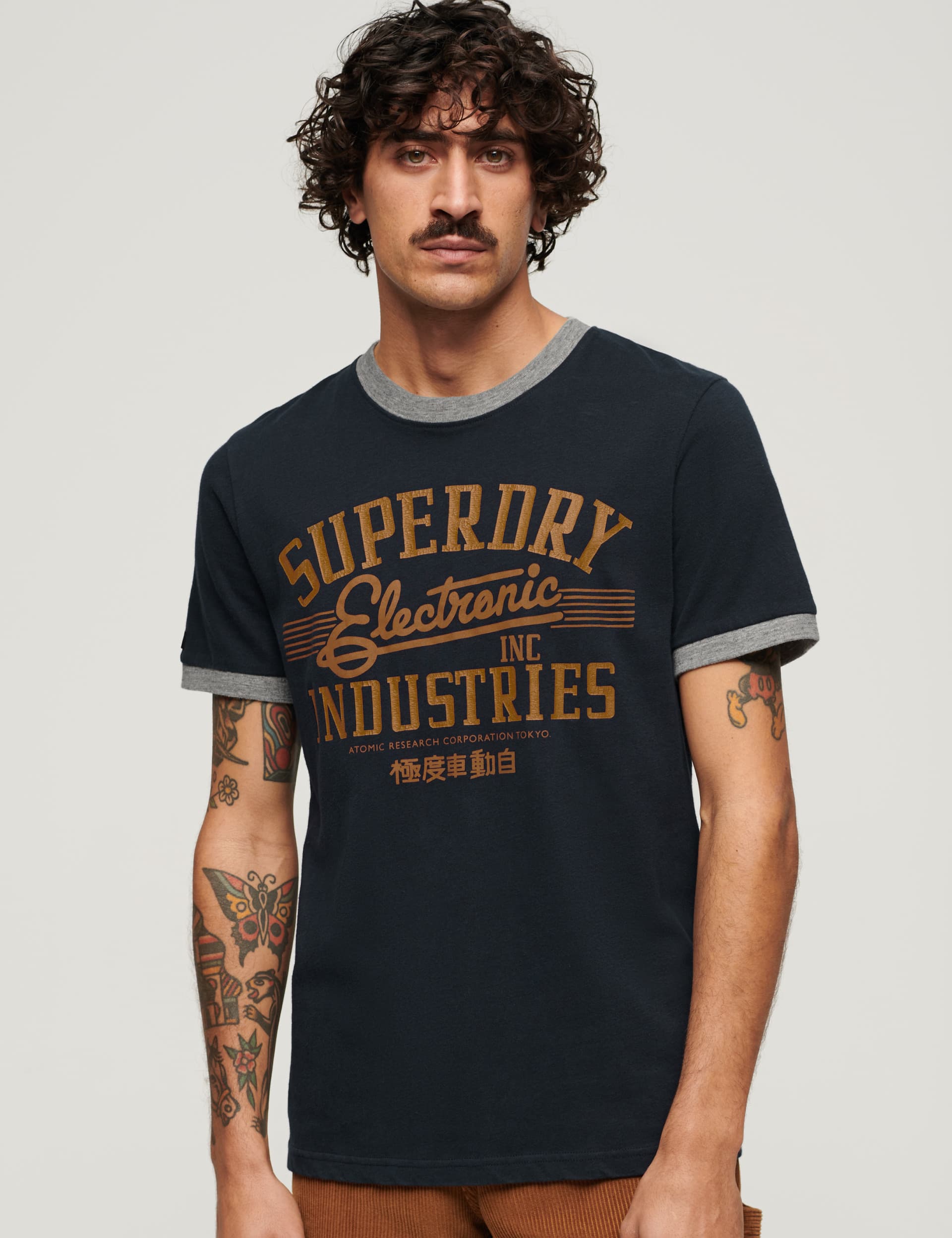 Superdry Men's Relaxed Pure Cotton Slogan Graphic T-Shirt - M - Navy Mix, Navy Mix