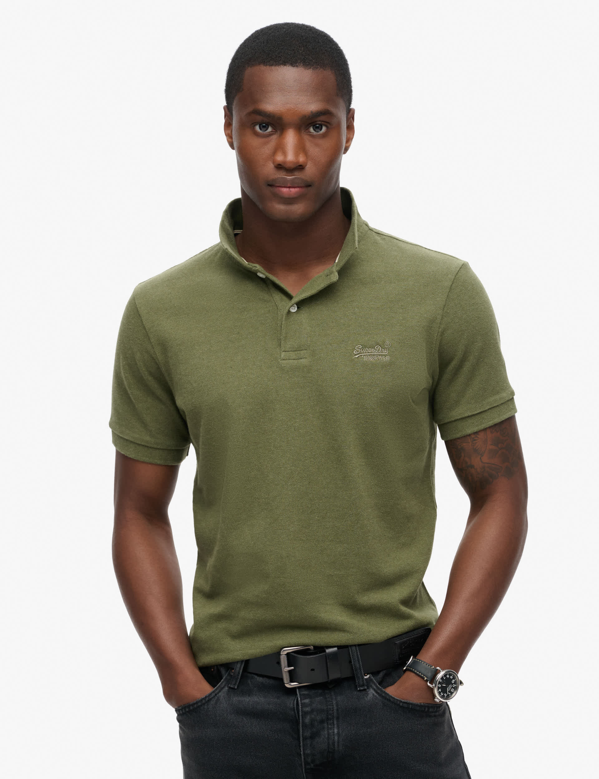 Superdry Men's Pure Cotton Pique Polo Shirt - XL - Green, Green