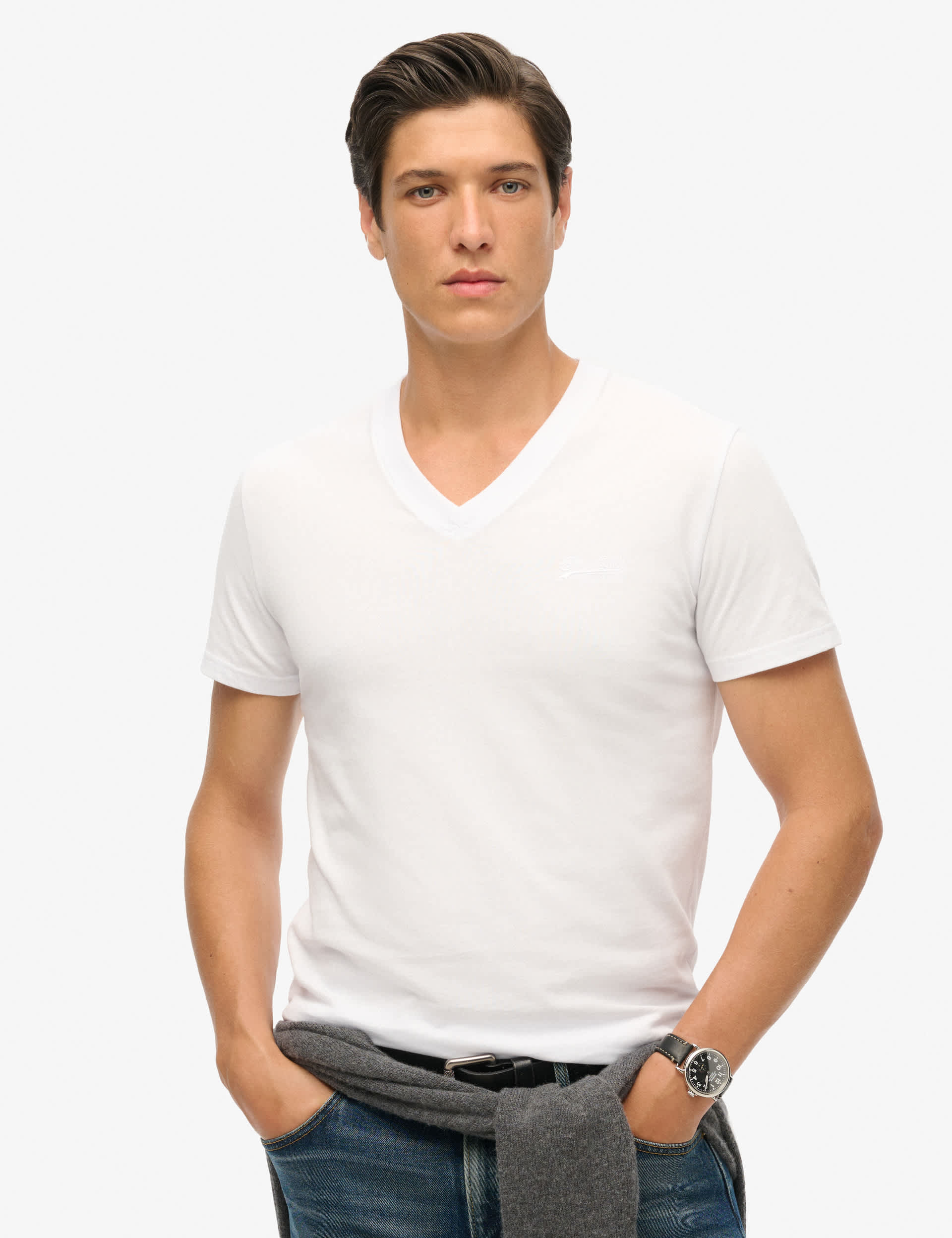 Superdry Men's Organic Cotton V-Neck T-Shirt - M - White, White