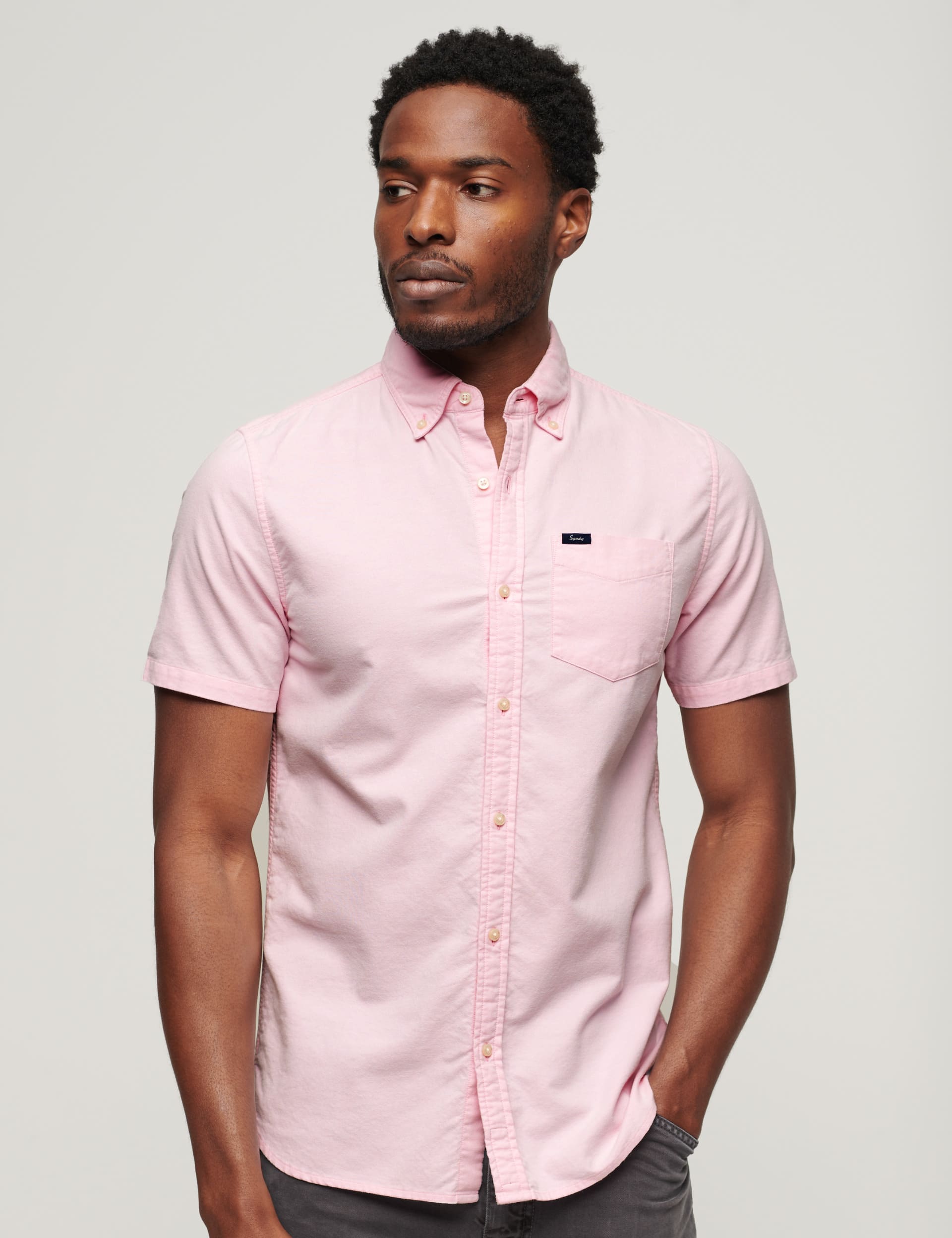 Superdry Men's Pure Cotton Oxford Shirt - Pink, Pink