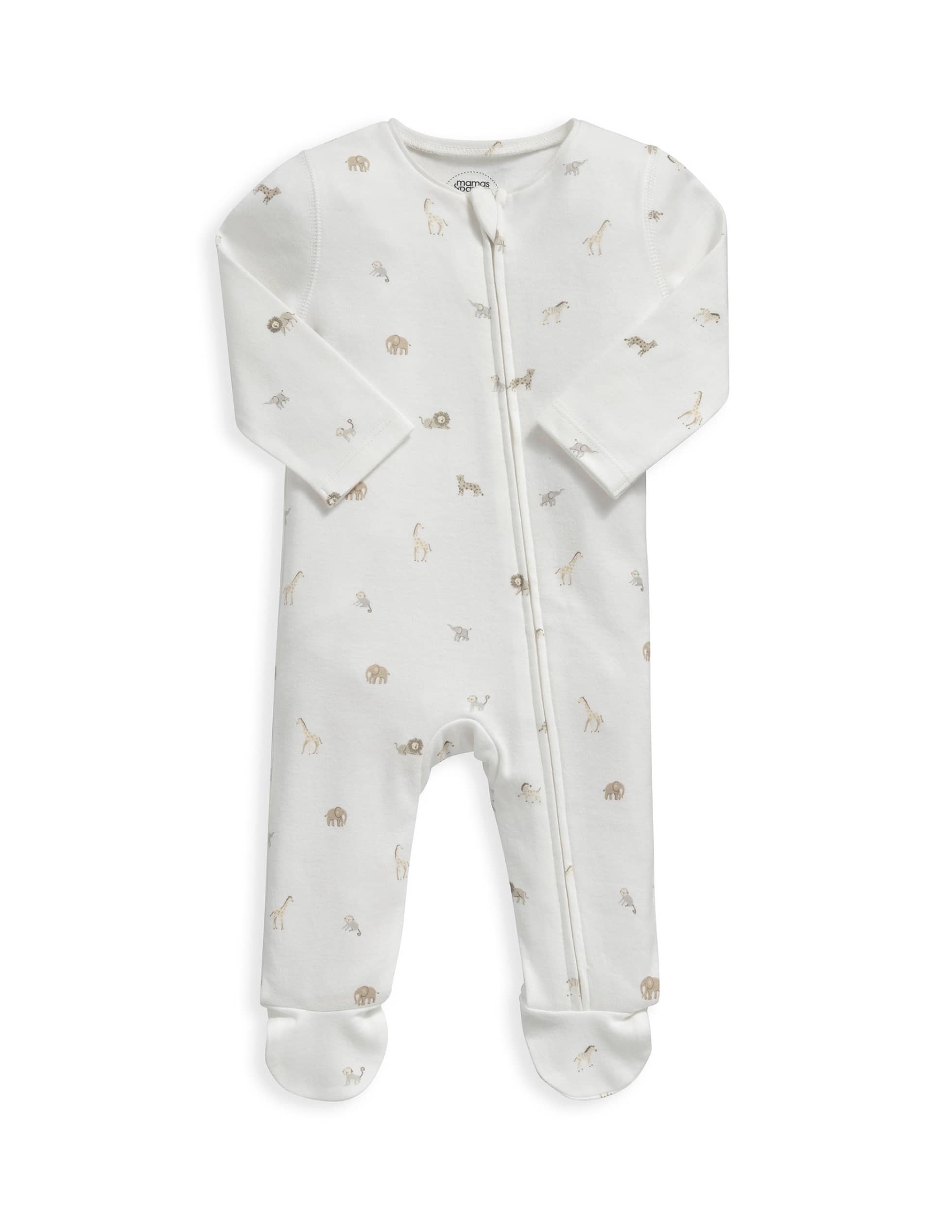 Mamas & Papas Pure Cotton Animal All in One (7lbs-1 Yrs) - 0-3 M - Cream, Cream