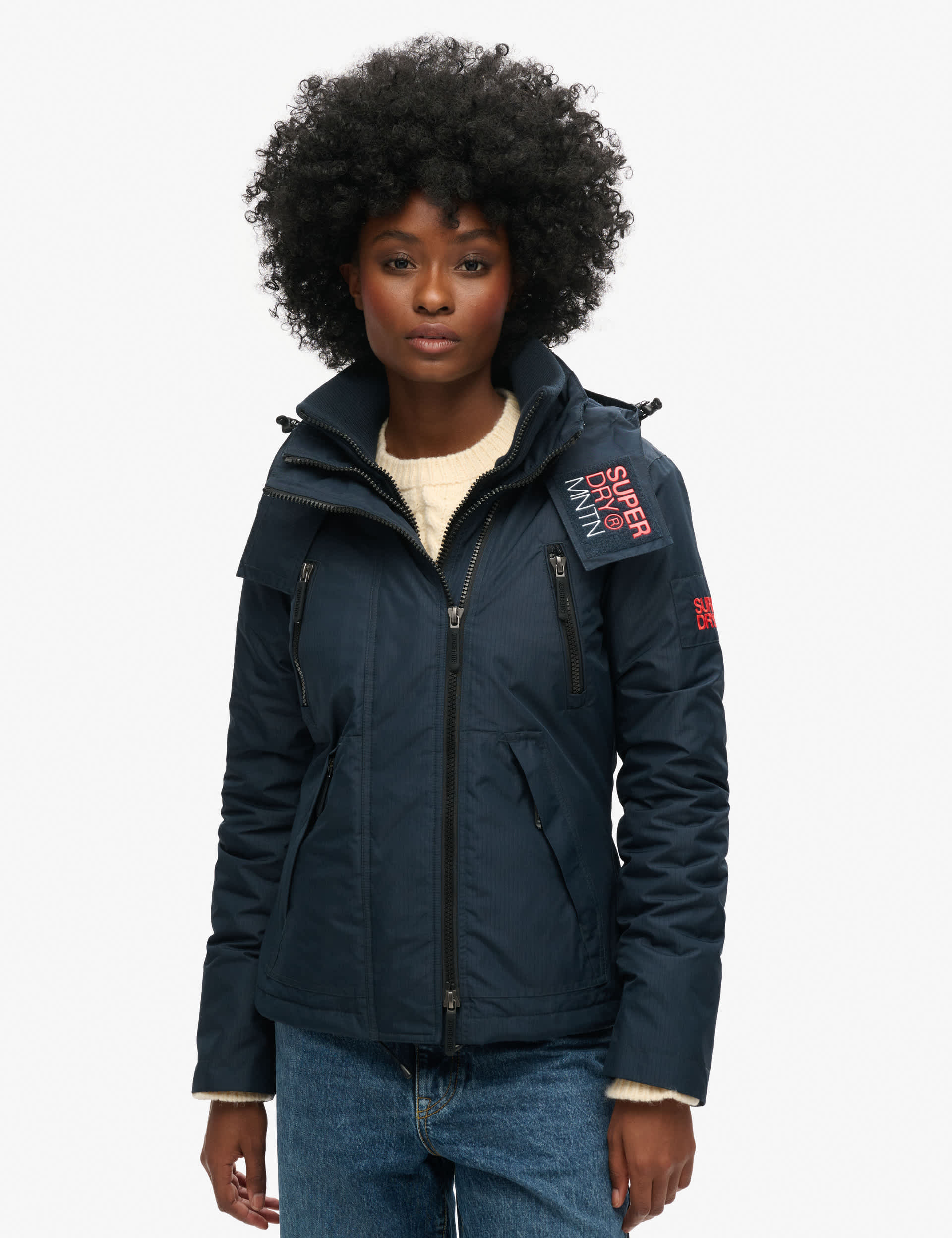 Superdry Women's Hooded Padded Windbreaker Jacket - 10 - Navy, Navy