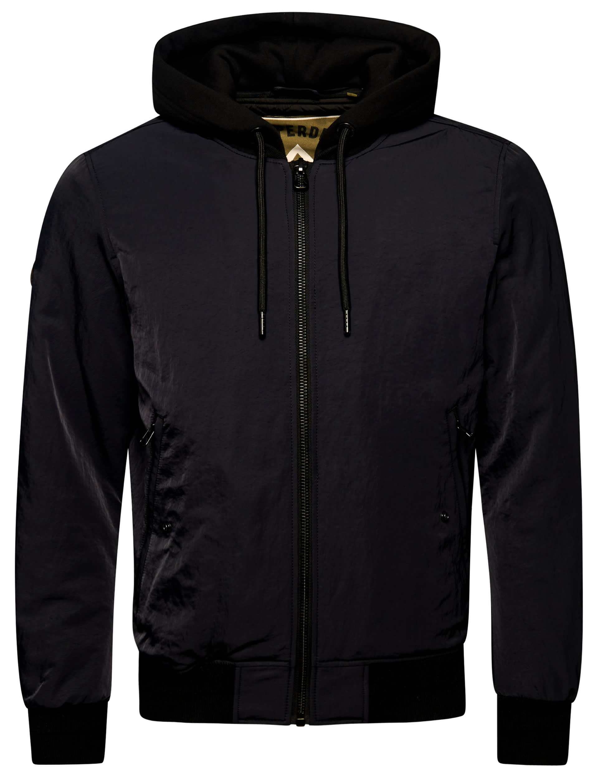 Superdry Men's Hooded Bomber Jacket - L - Black, Black