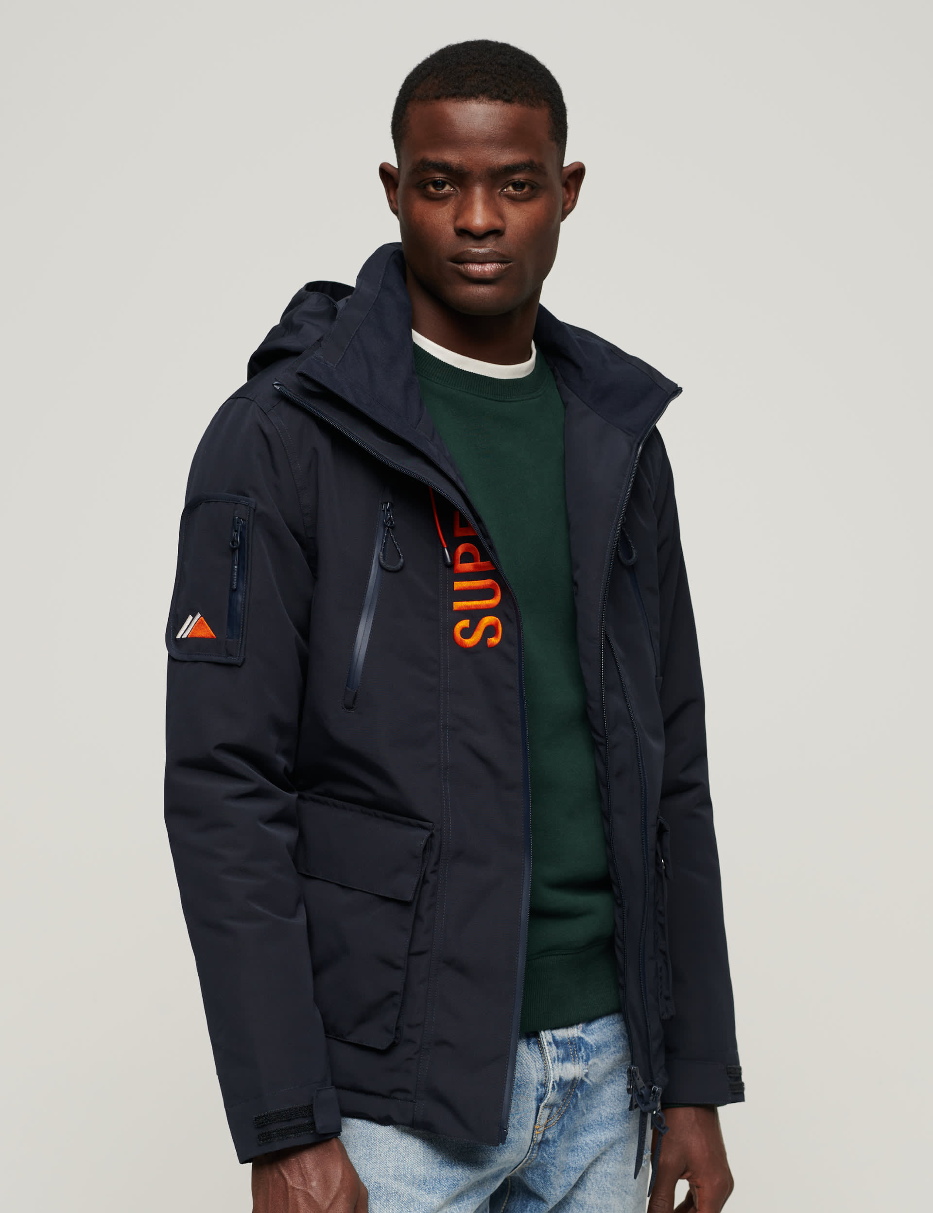 Superdry Men's Hooded Padded Anorak - L - Navy, Navy