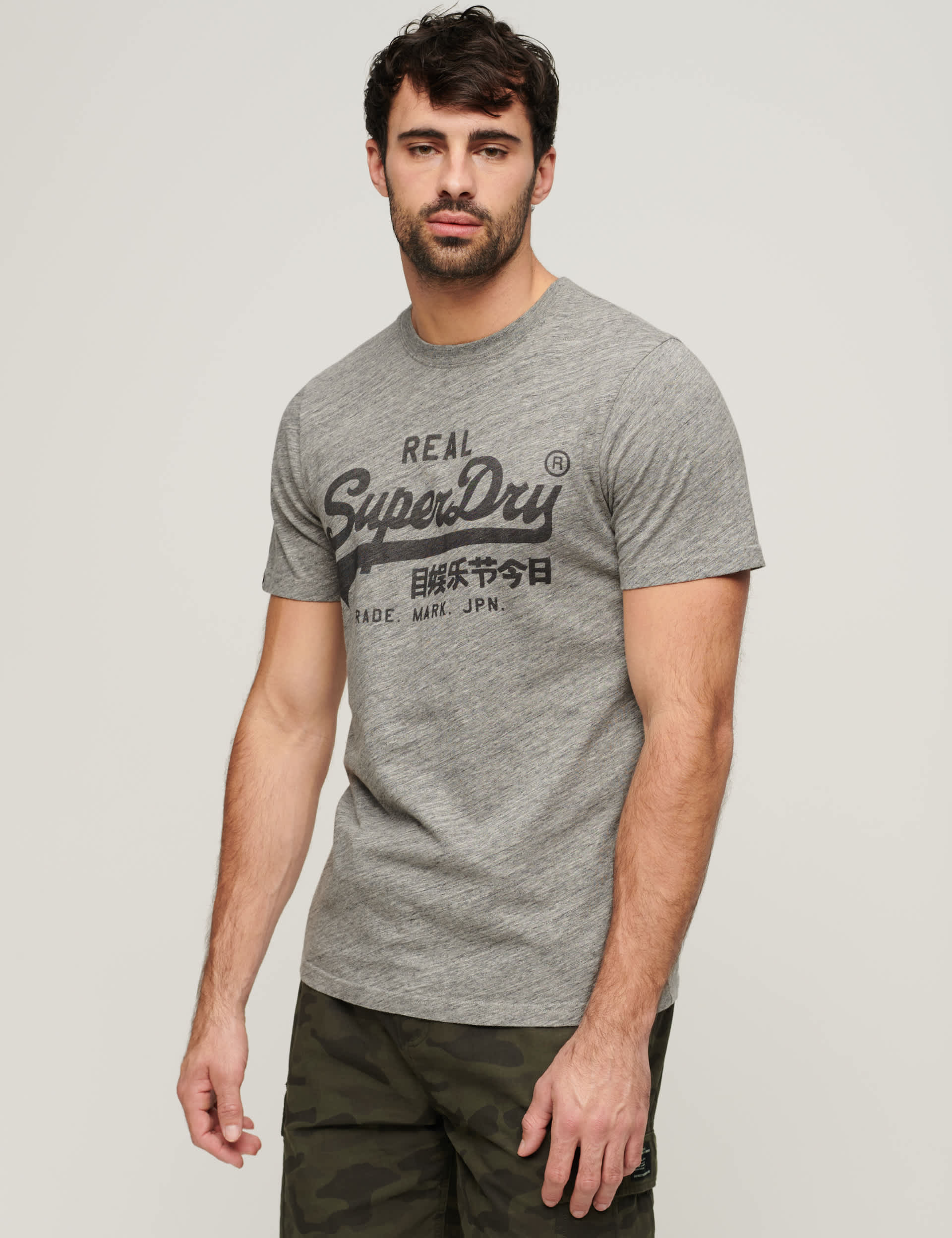 Superdry Men's Pure Cotton Printed T-Shirt - M - Grey, Navy,Grey,Cream