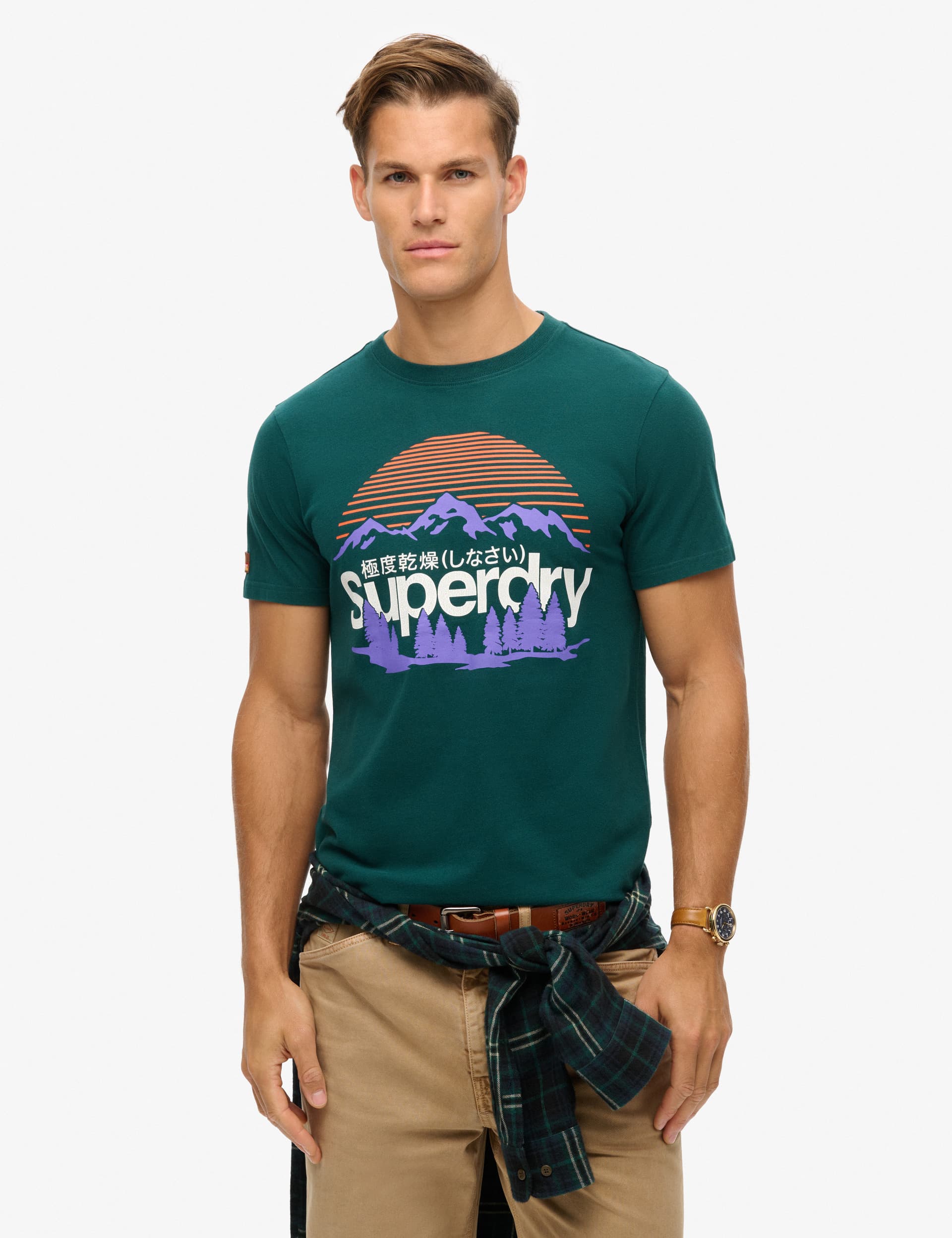 Superdry Men's Pure Cotton Printed T-Shirt - M - Green, Green