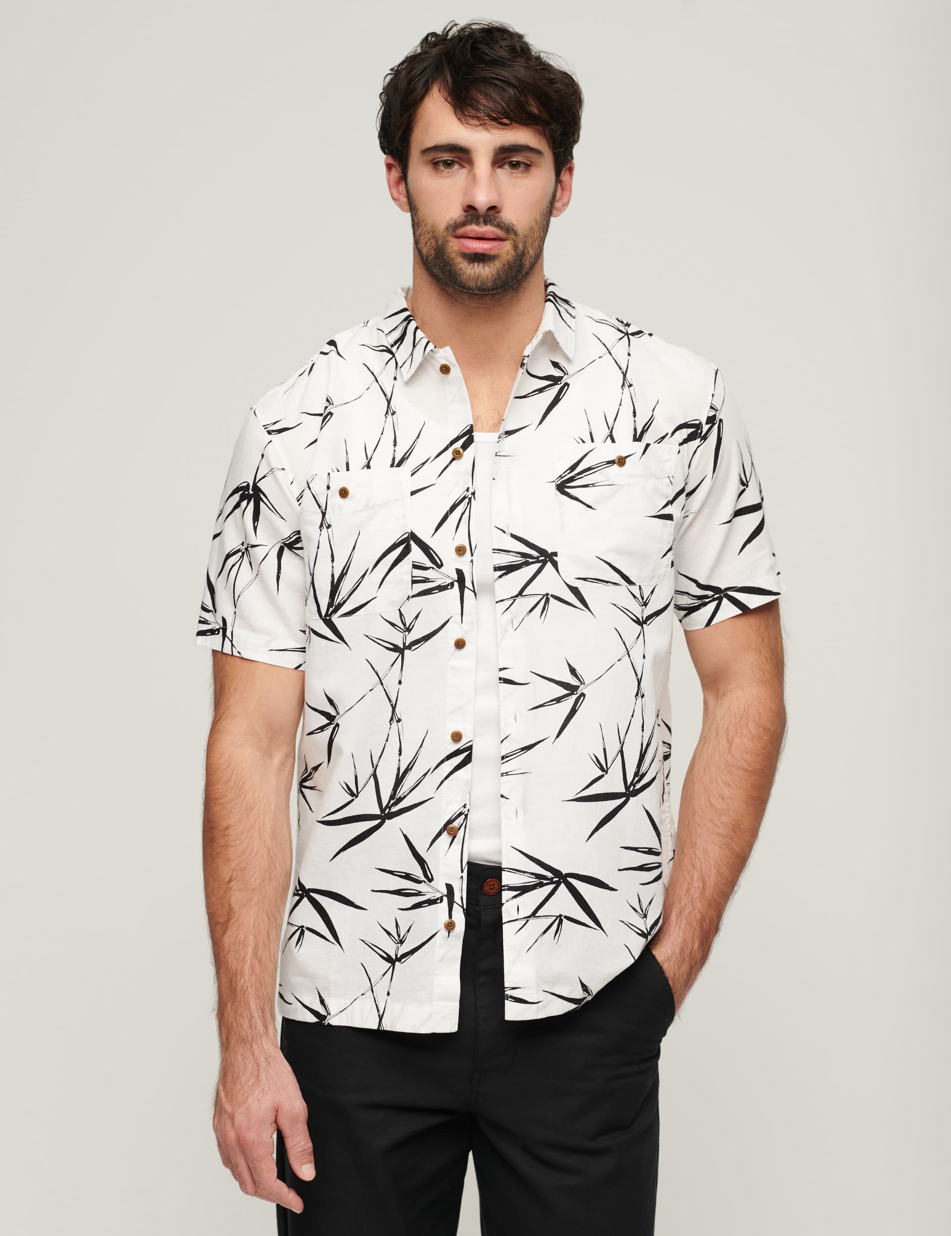 Superdry Men's Linen Blend Printed Shirt