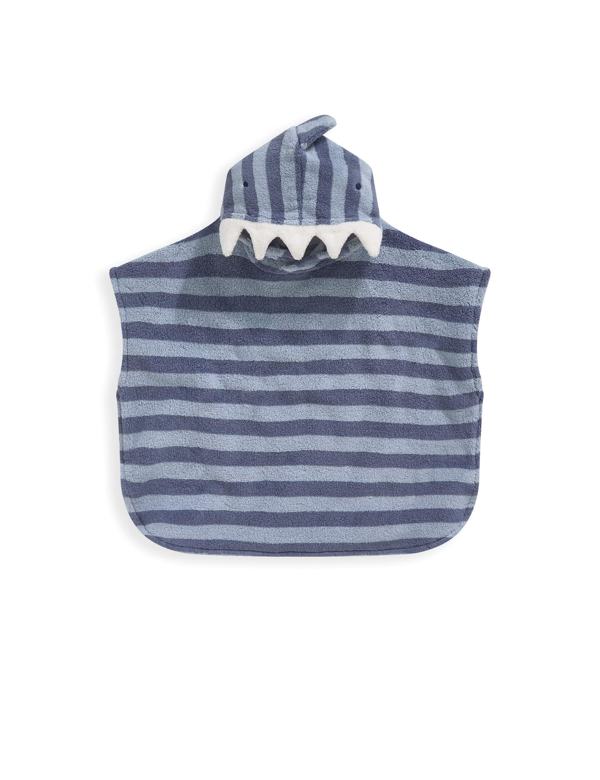 Mamas & Papas Boys Towelling Shark Poncho (3 Mths-3 Yrs) - 12-18 - Blue, Blue