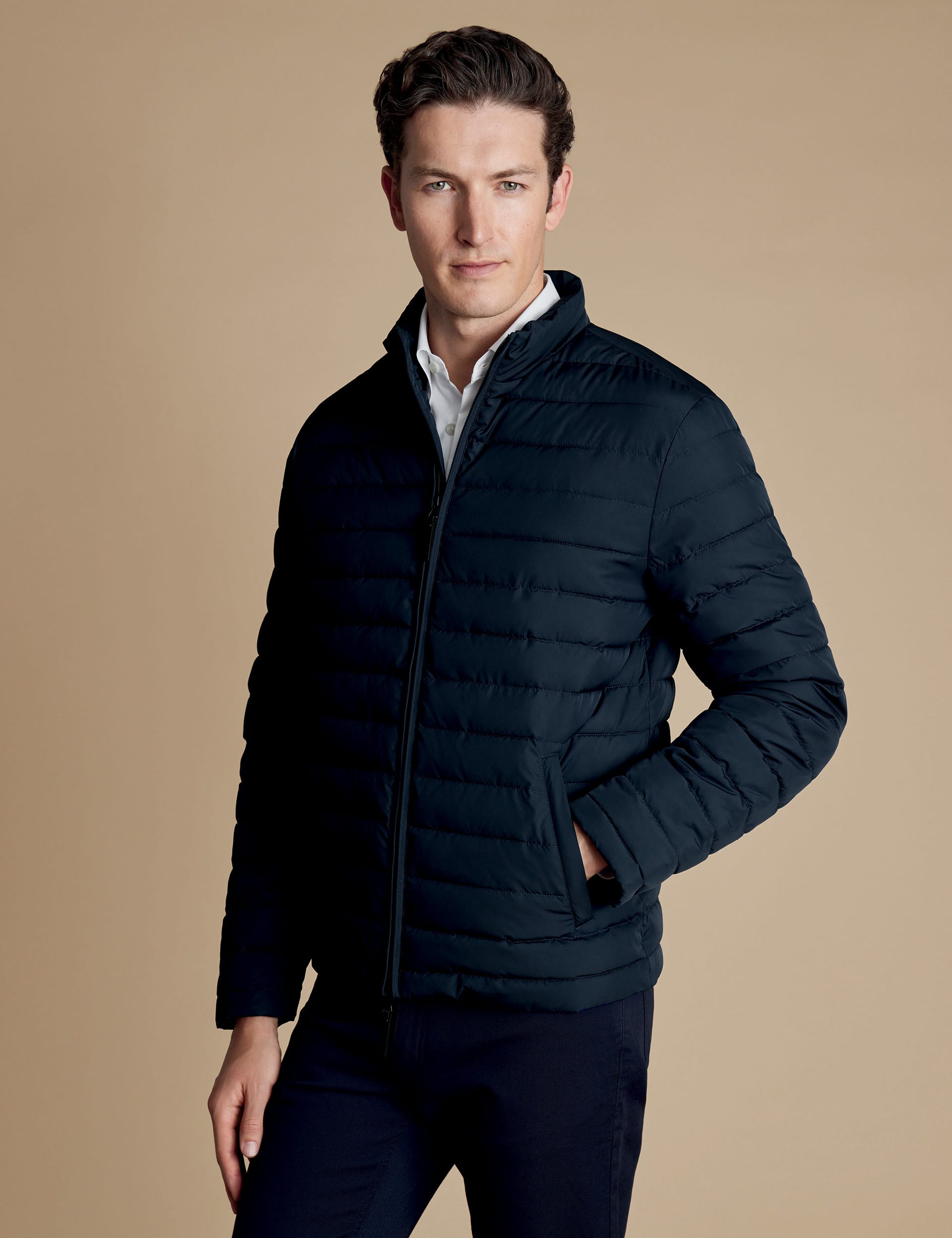 Charles Tyrwhitt Men's Quilted Padded Lightweight Puffer Jacket - M - Navy, Navy,Olive