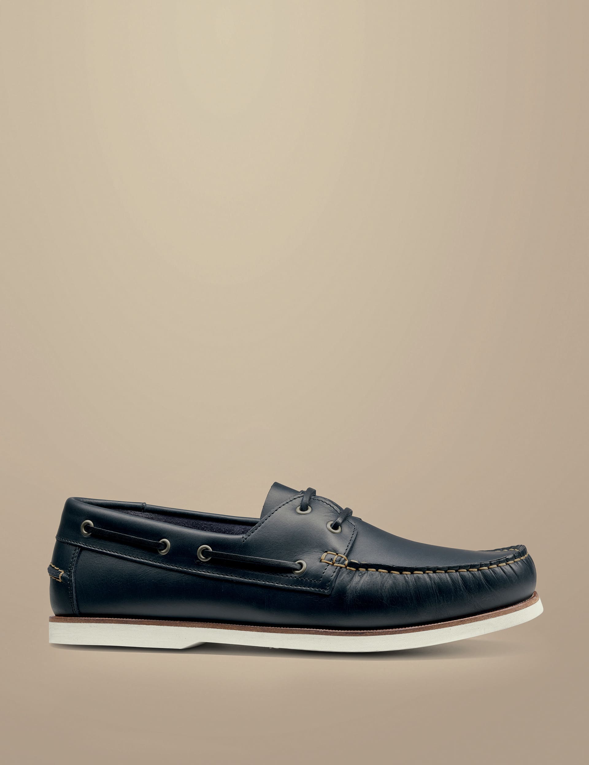 Charles Tyrwhitt Men's Leather Slip-On Boat Shoes - 11 - Dark Navy, Dark Navy