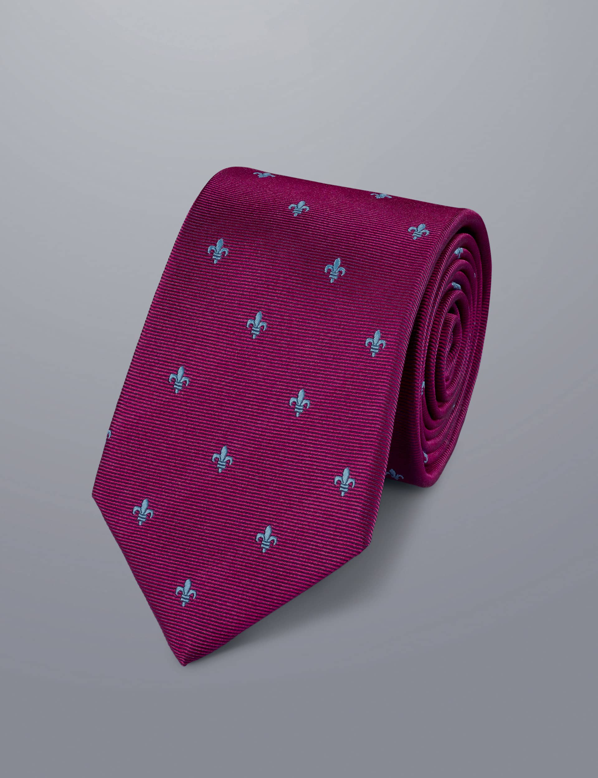 Charles Tyrwhitt Men's Pure Silk Fleur De Lys Tie - Berry, Berry