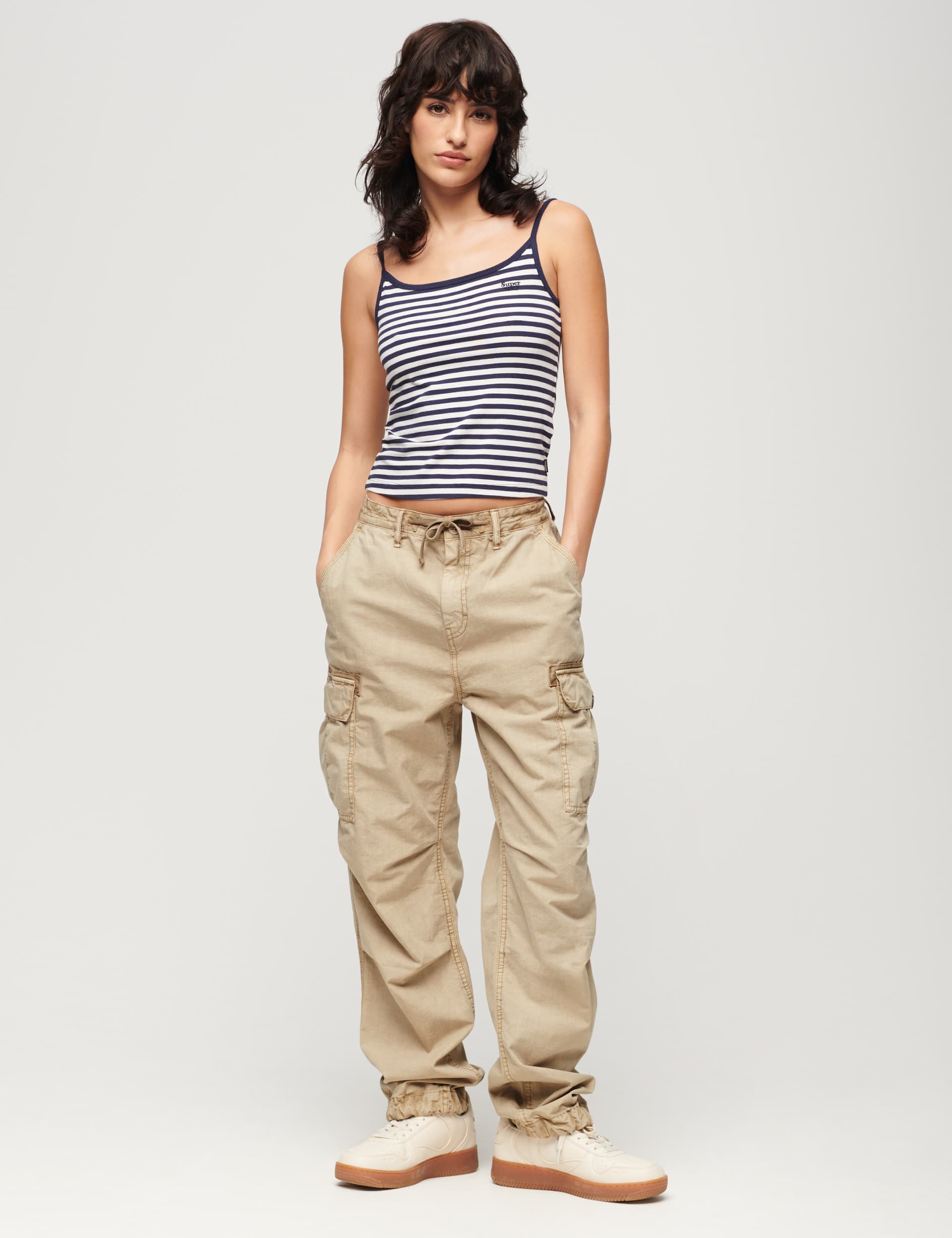 Superdry Women's Pure Cotton Cargo Relaxed Trousers - 2830 - Brown, Black,Brown