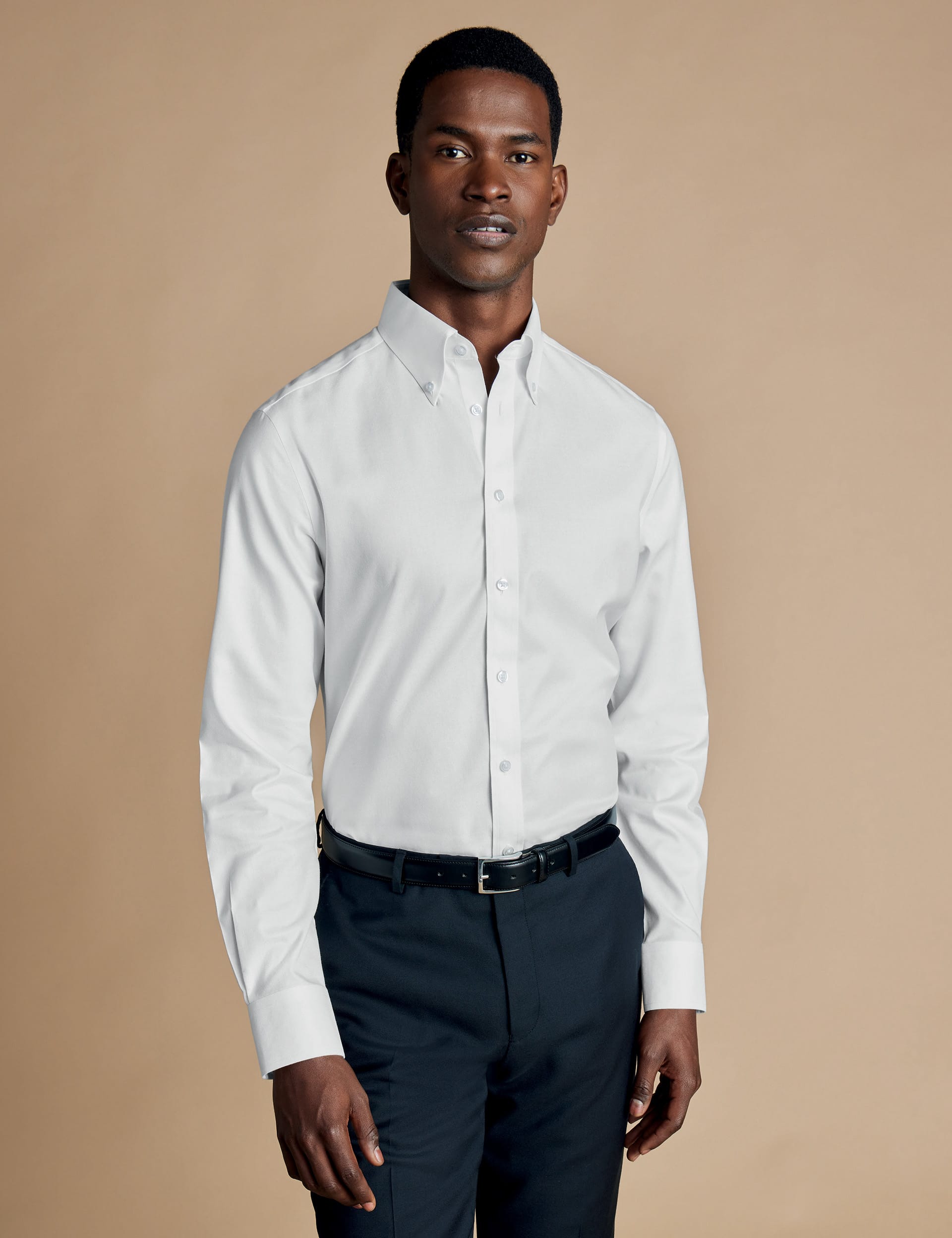 Charles Tyrwhitt Men's Slim Fit Non Iron Pure Cotton Twill Shirt