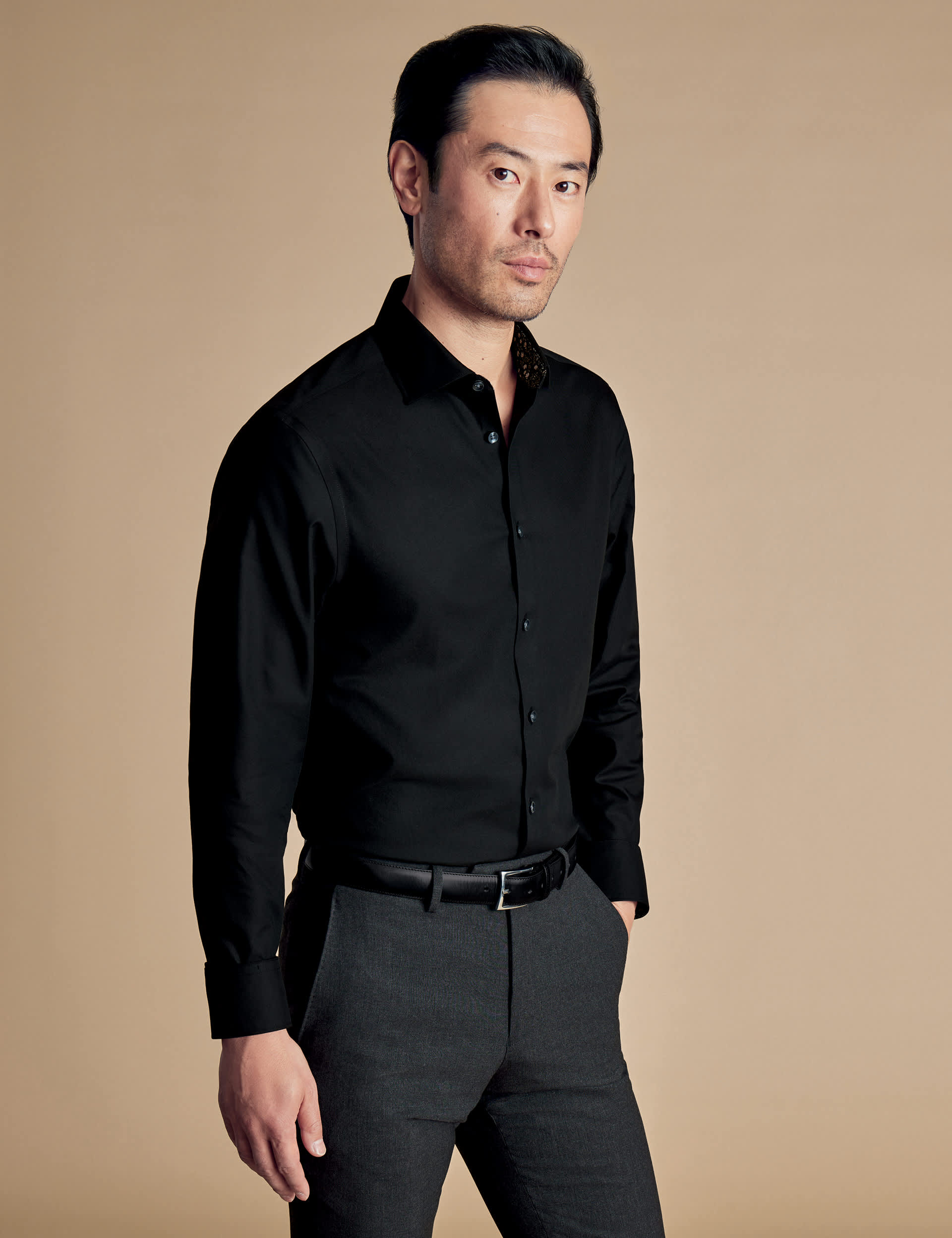 Charles Tyrwhitt Men's Slim Fit Non Iron Pure Cotton Twill Shirt