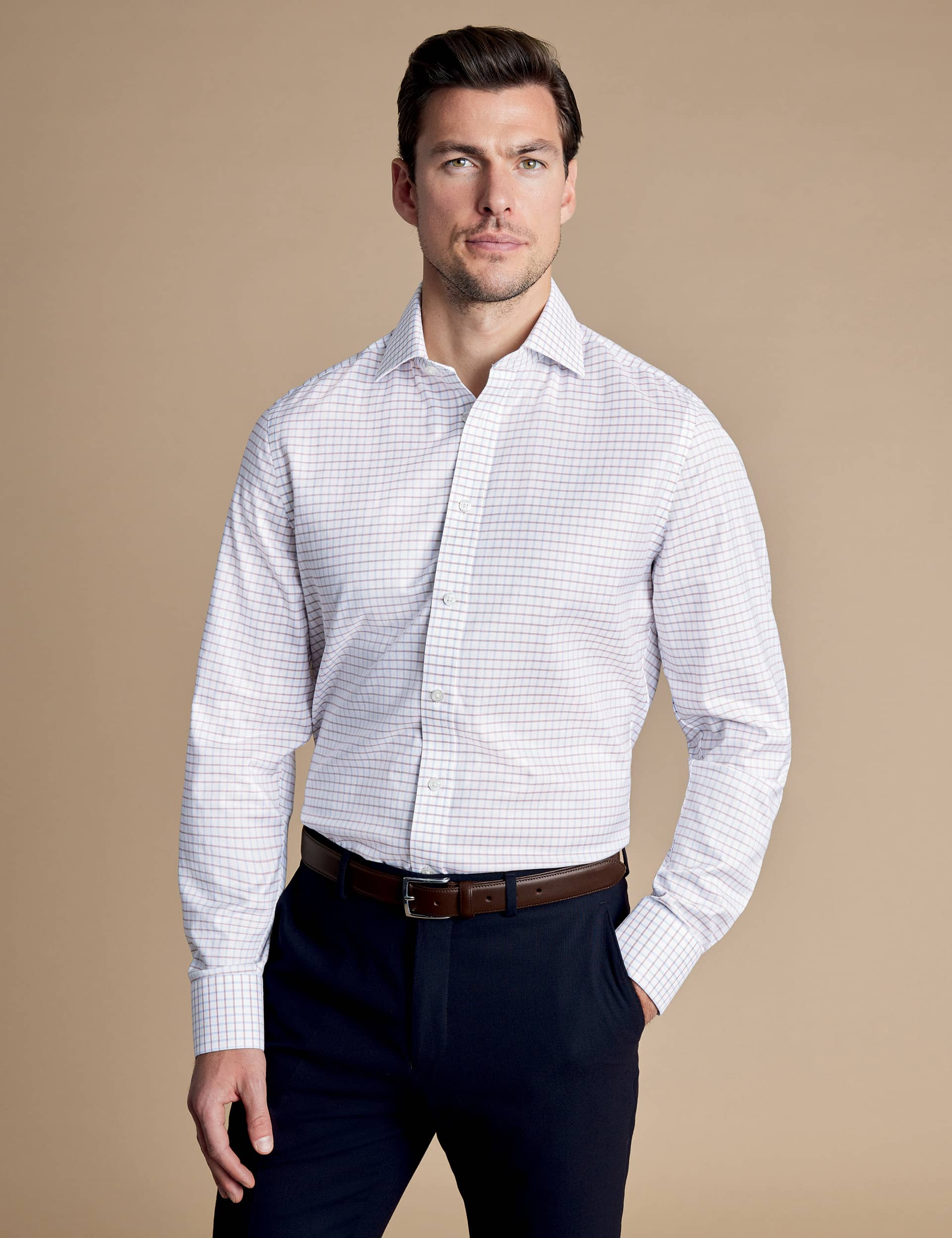 Charles Tyrwhitt Men's Slim Fit Non Iron Pure Cotton Twill Shirt
