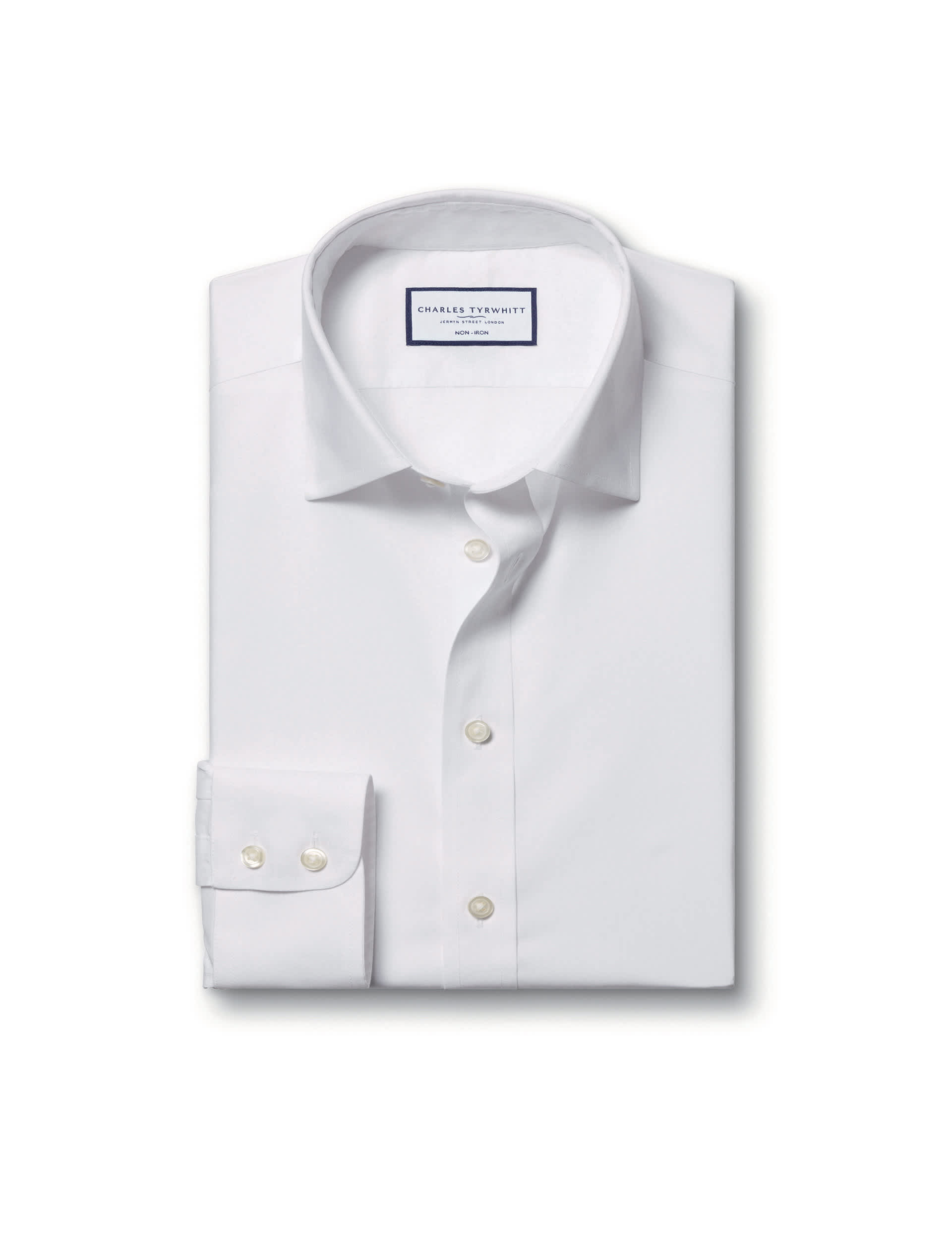 Charles Tyrwhitt Men's Non Iron Slim Fit Pure Cotton Shirt - 16.5/35 - White, Sky Blue,White