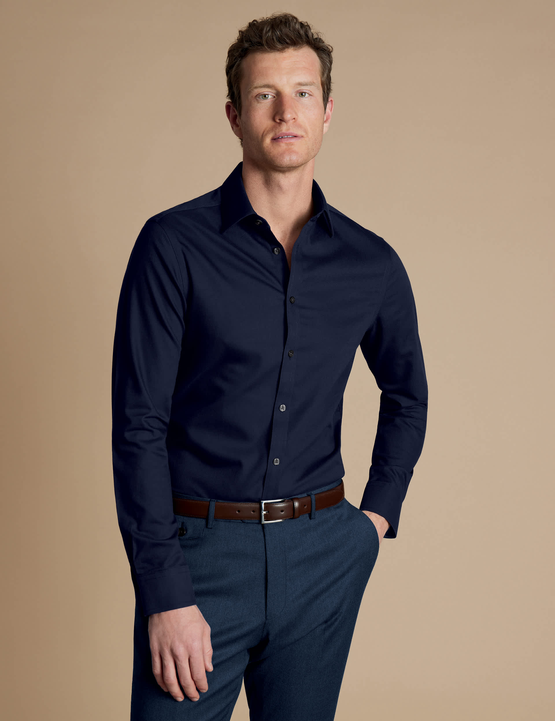 Charles Tyrwhitt Men's QT Slim Fit Pure Cotton Oxford Shirt