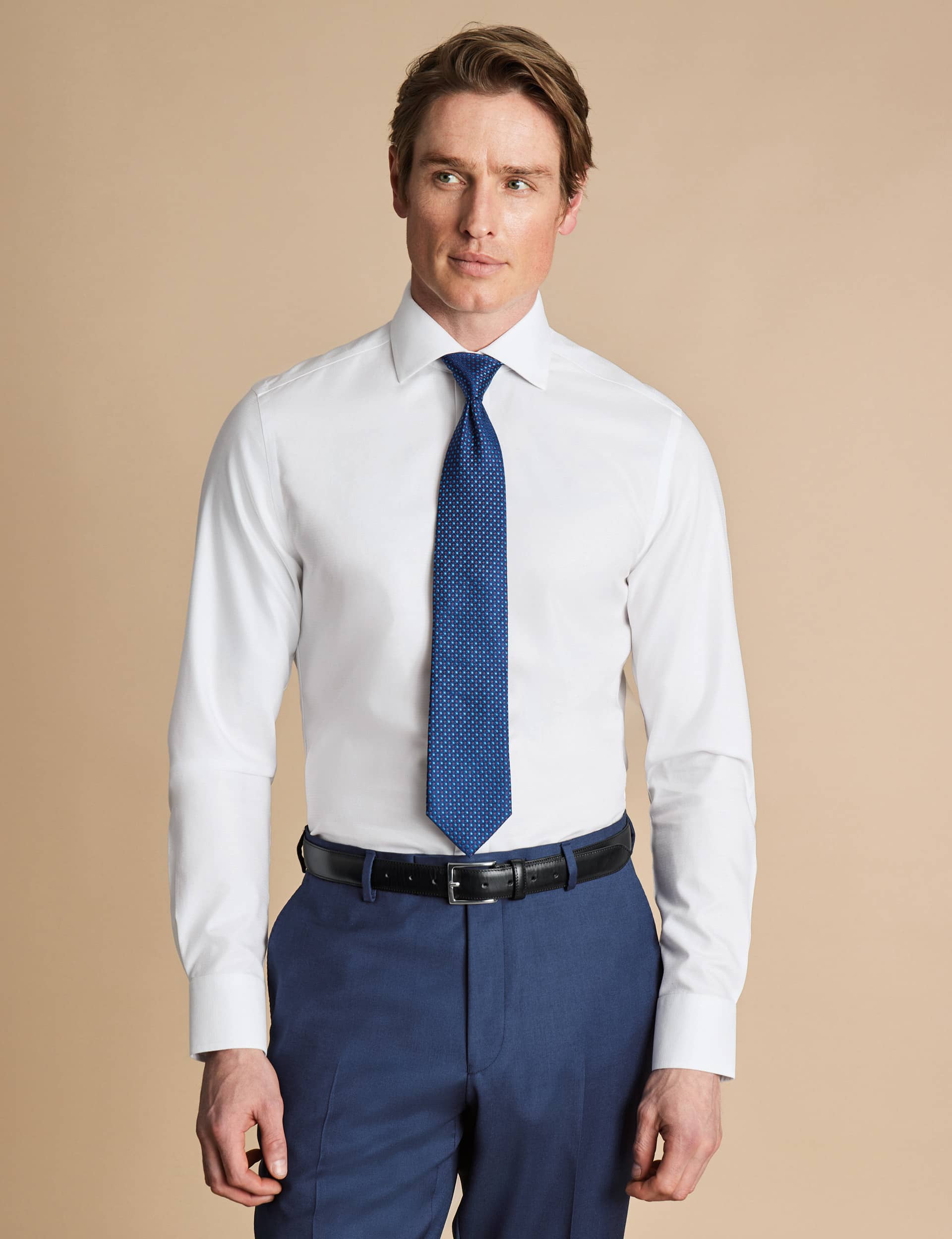 Charles Tyrwhitt Men's Regular Fit Non Iron Pure Cotton Shirt