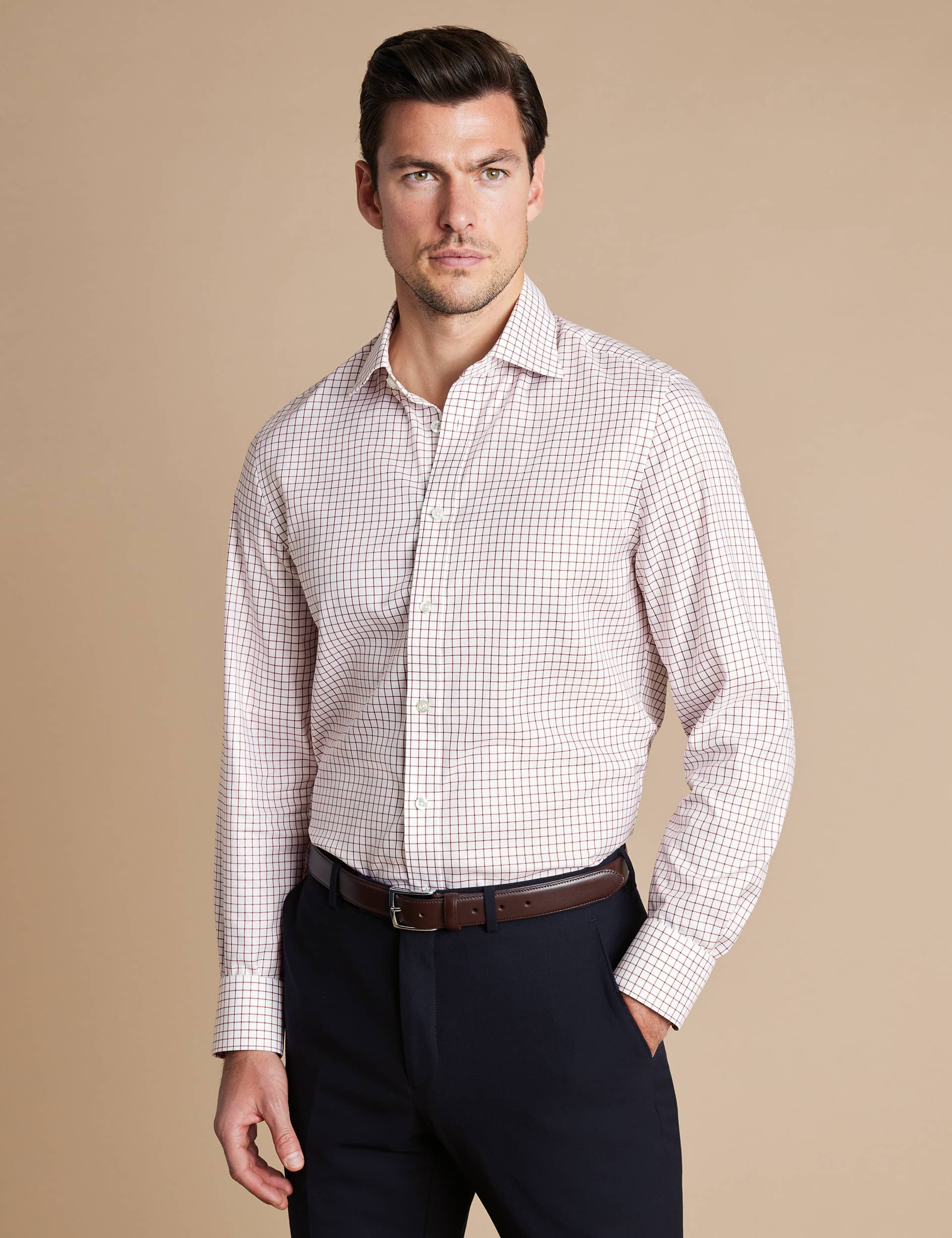 Charles Tyrwhitt Men's Slim Fit Egyptian Cotton Check Shirt