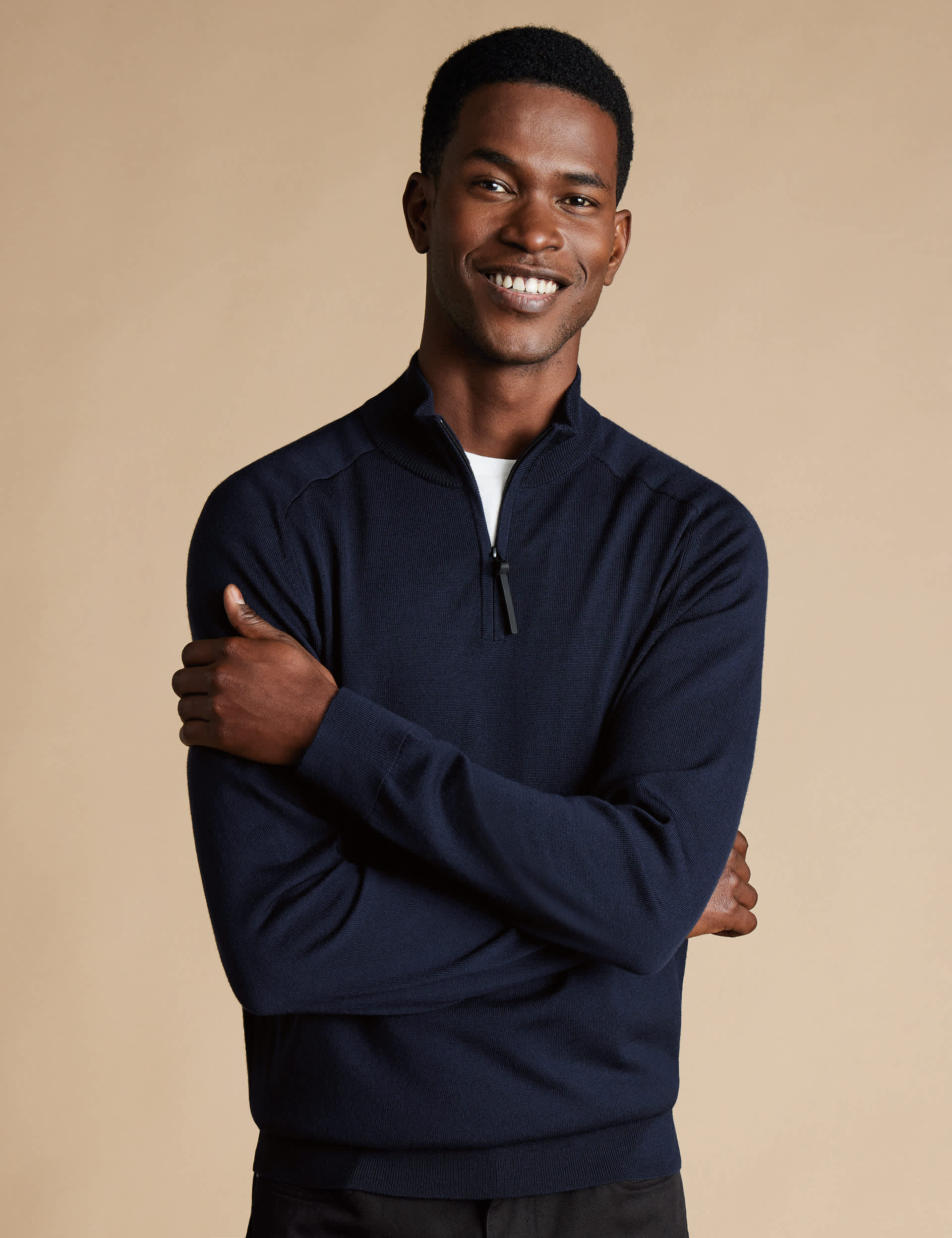 Charles Tyrwhitt Men's Pure Merino Wool Half Zip Jumper